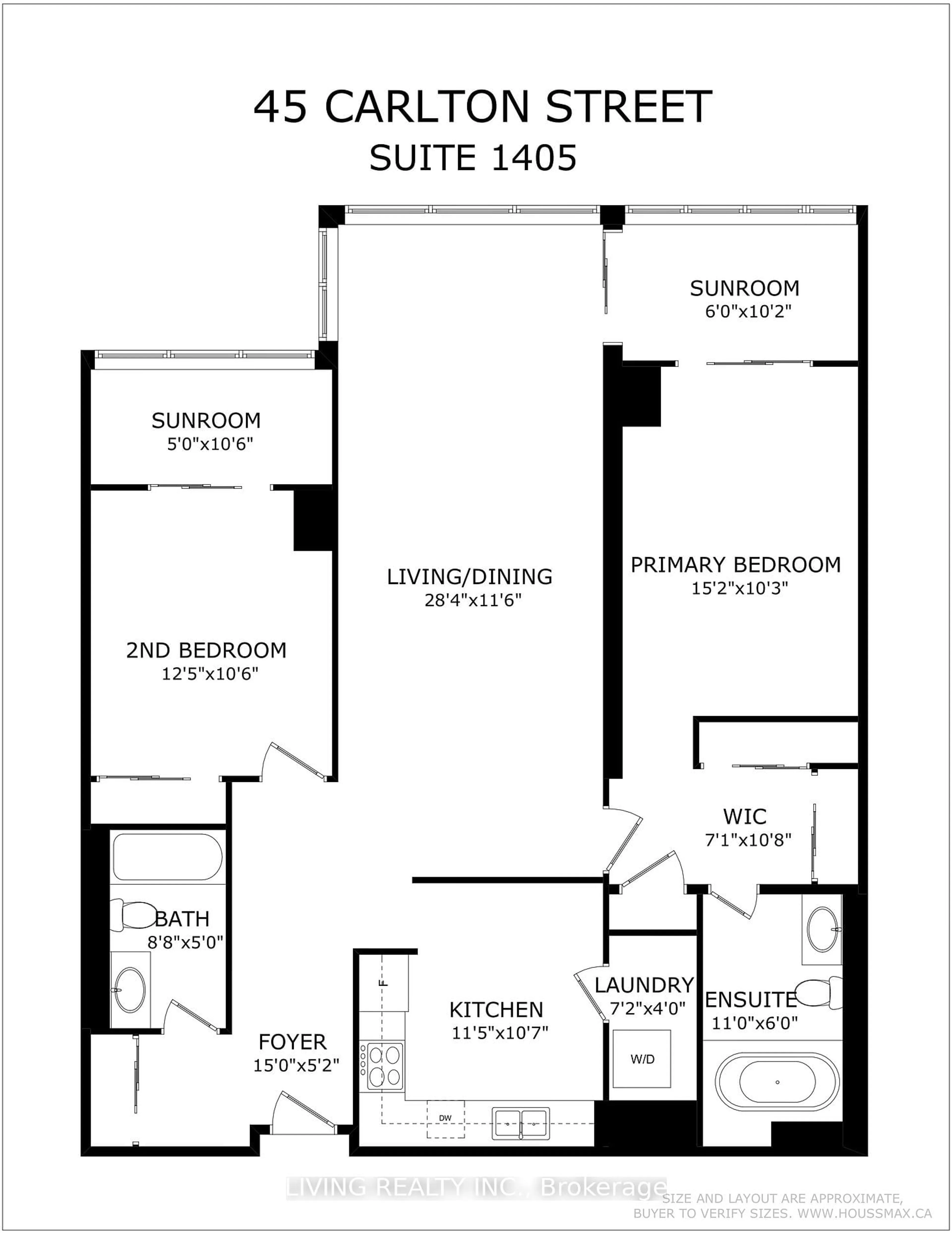 Floor plan for 45 Carlton St #1405, Toronto Ontario M5B 2H9