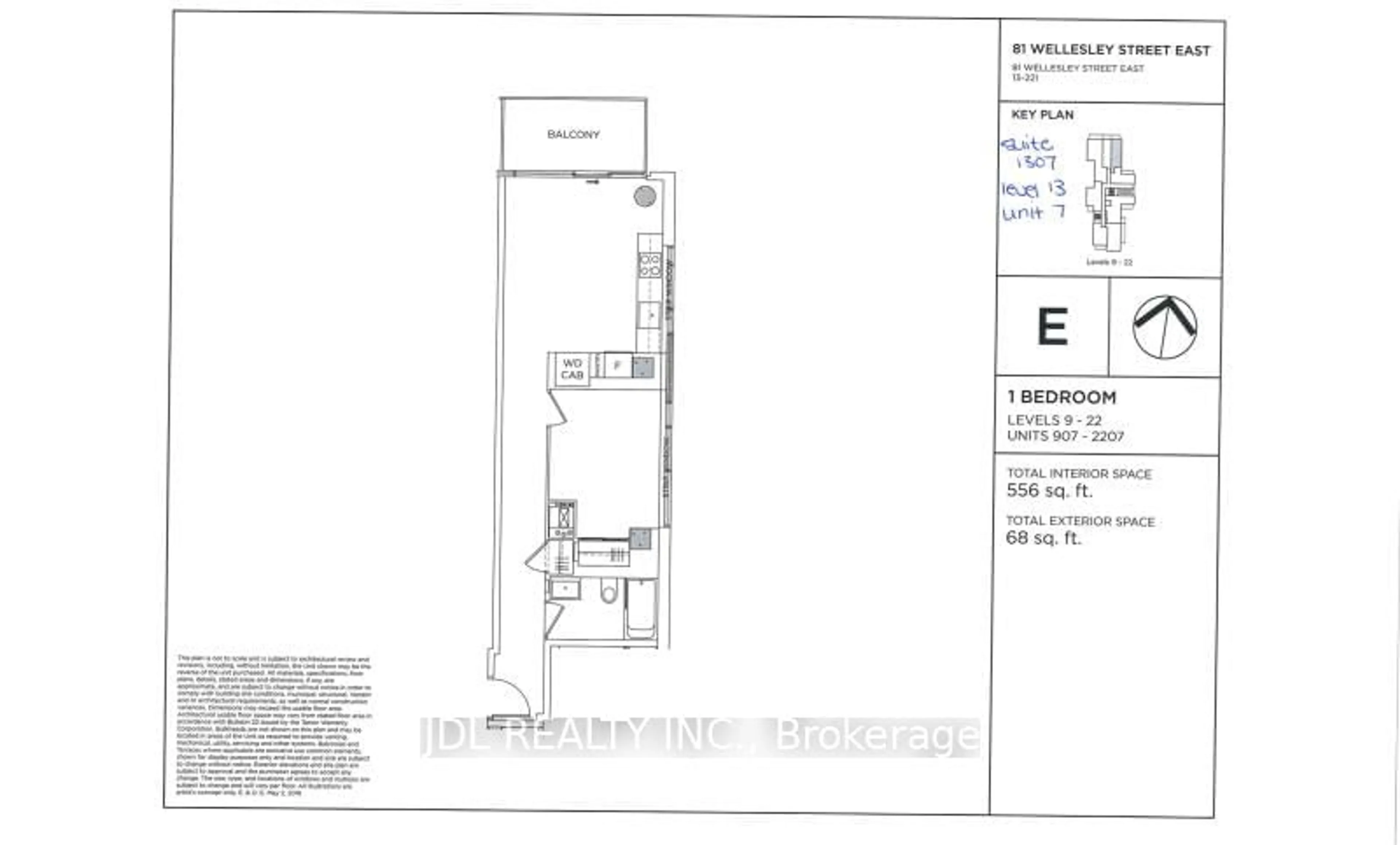 Floor plan for 81 Wellesley St #1307, Toronto Ontario M4Y 0C5