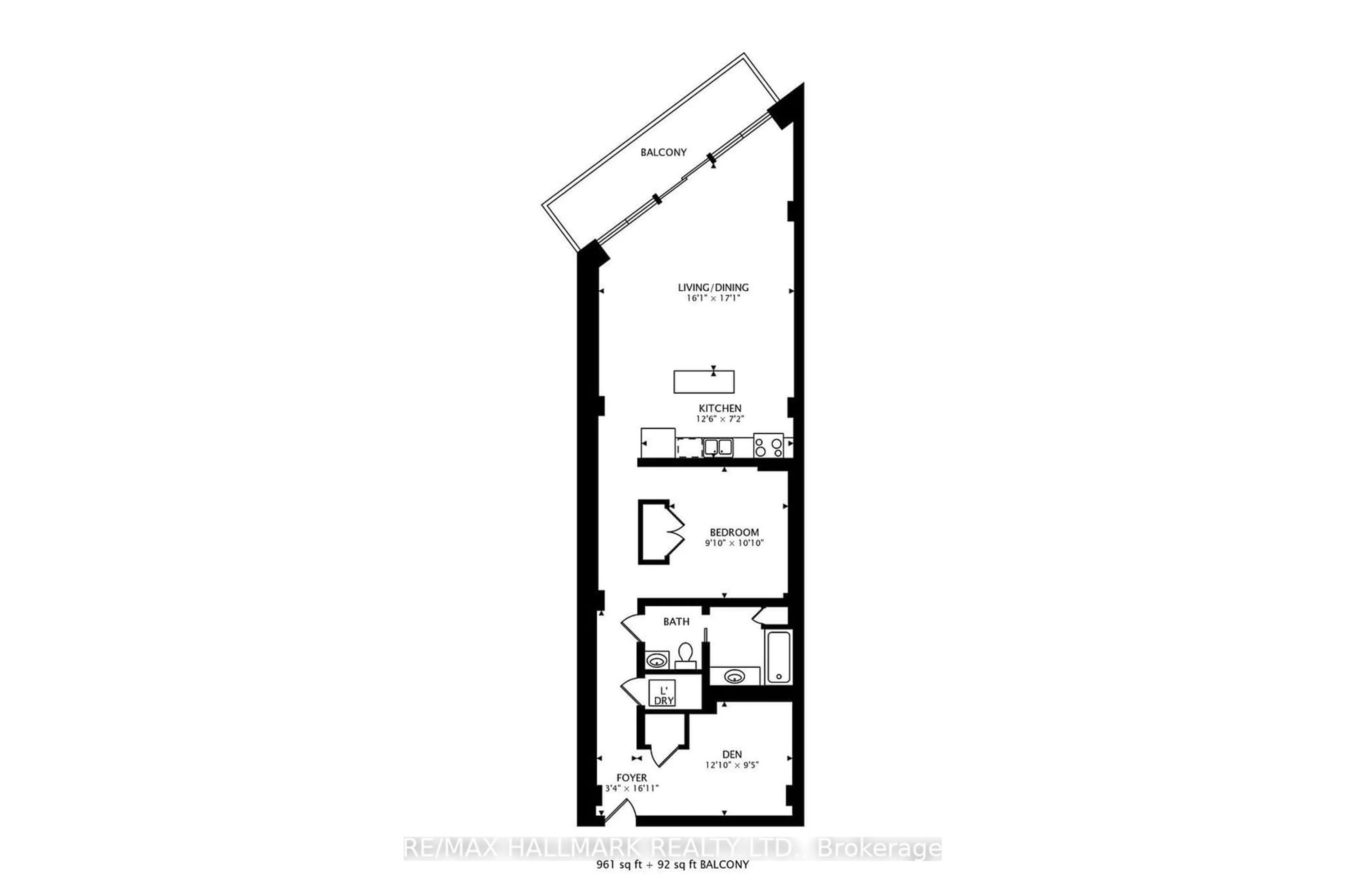 Floor plan for 43 Hanna Ave #409, Toronto Ontario M6K 1X1
