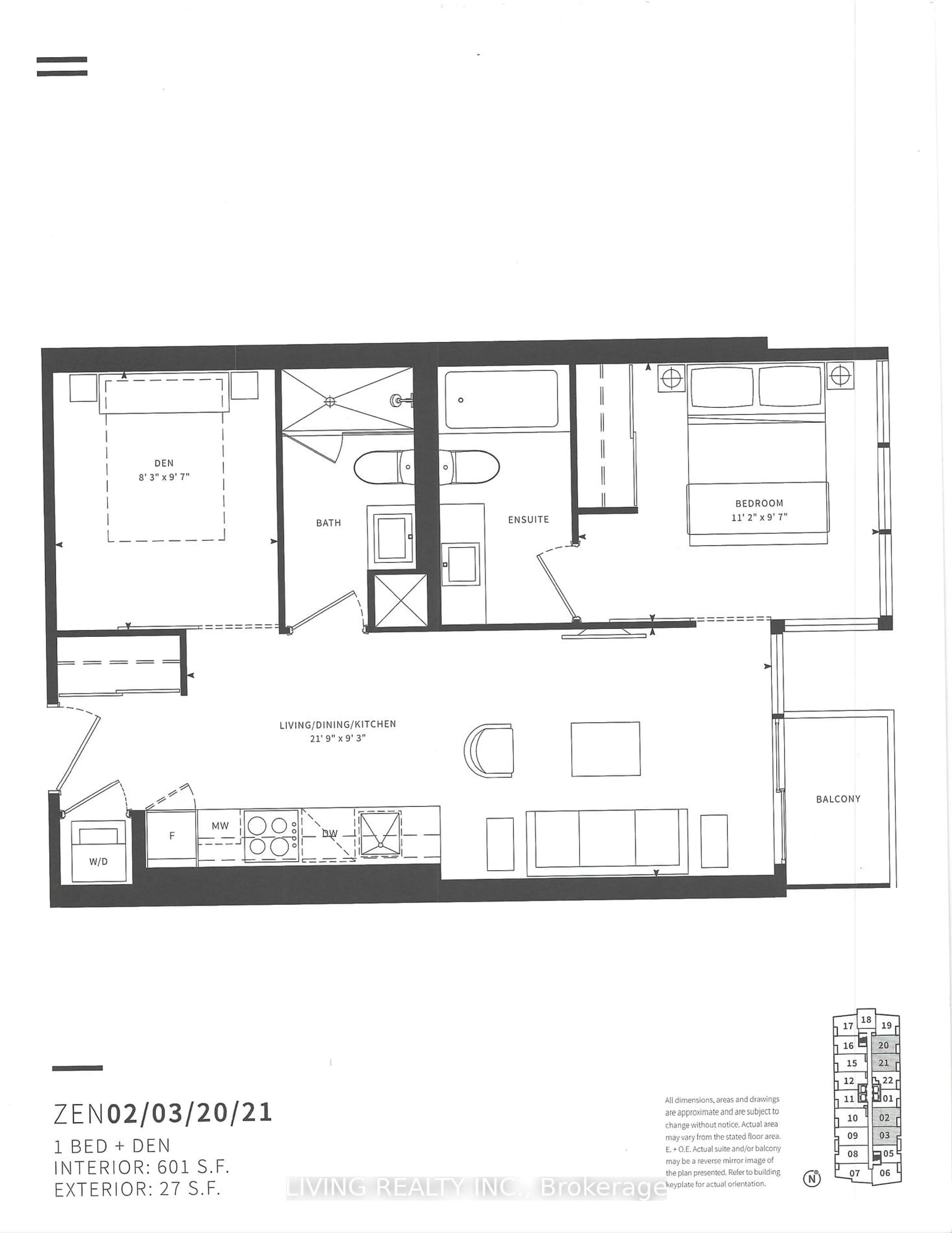 Floor plan for 19 Western Battery Rd #2921, Toronto Ontario M6K 3S4