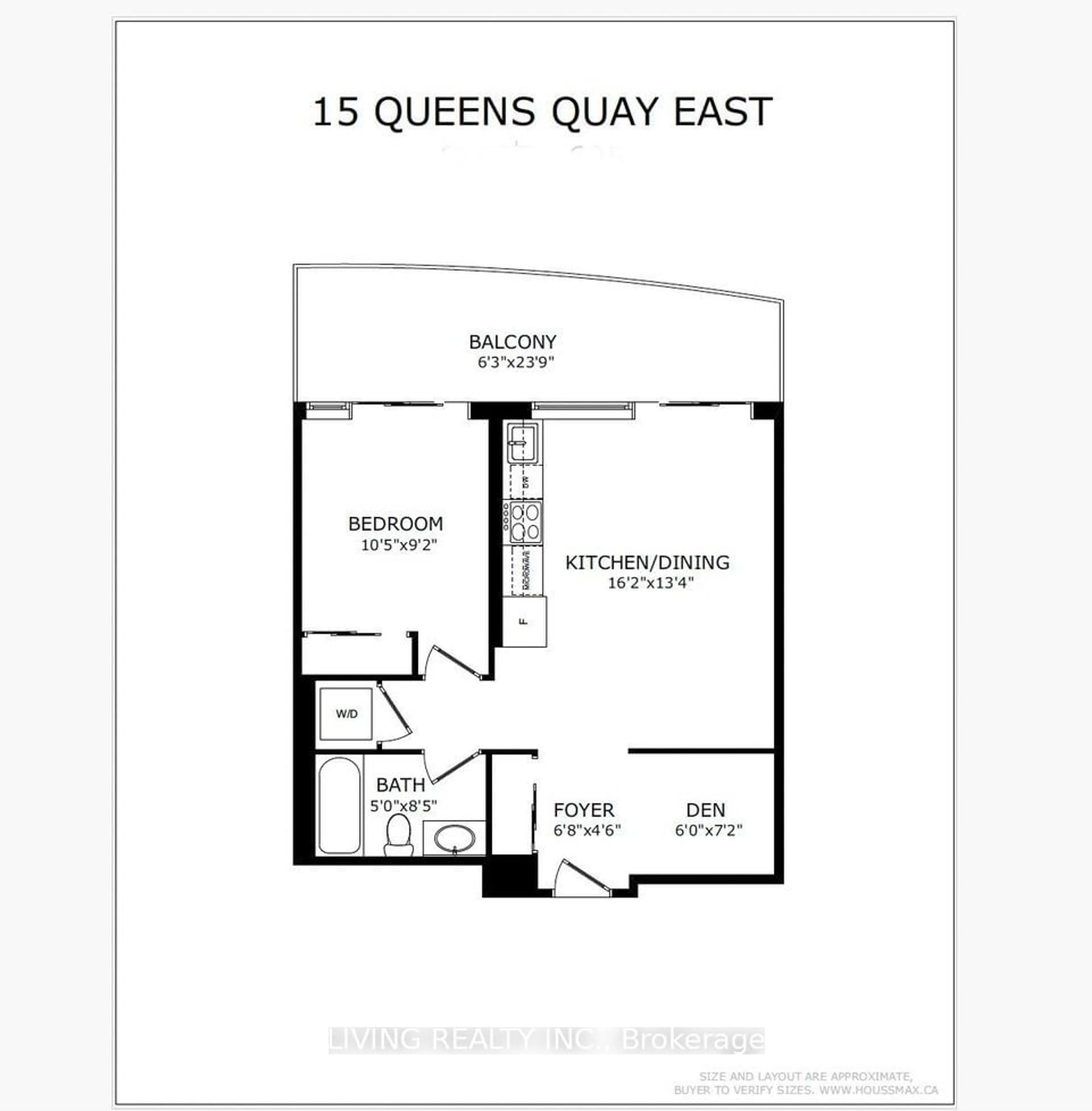 Floor plan for 15 Queens Quay #1405, Toronto Ontario M5E 0C5