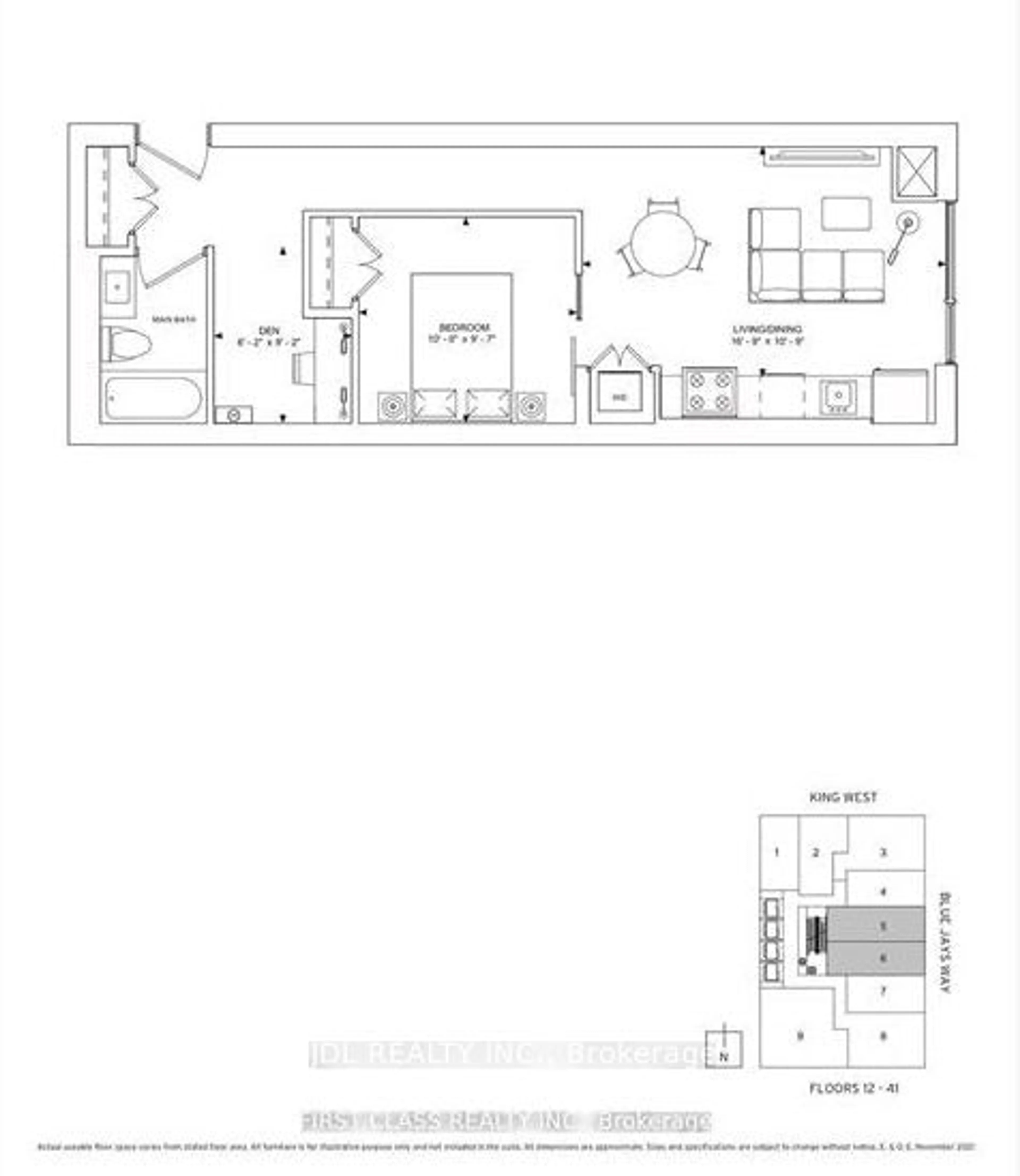 Floor plan for 357 King St #2606, Toronto Ontario M5V 0S7