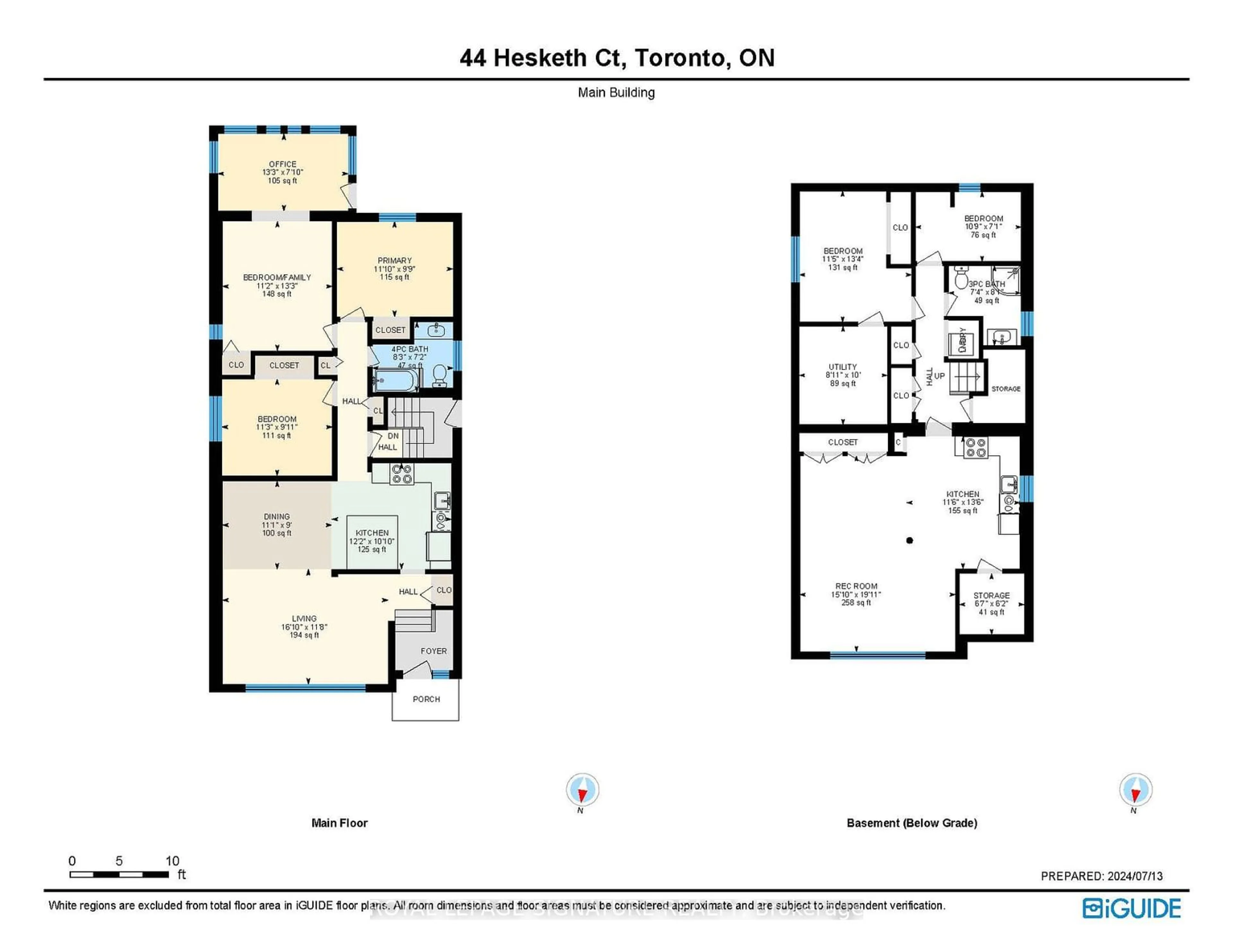 Floor plan for 44 Hesketh Crt, Toronto Ontario M4A 1M6