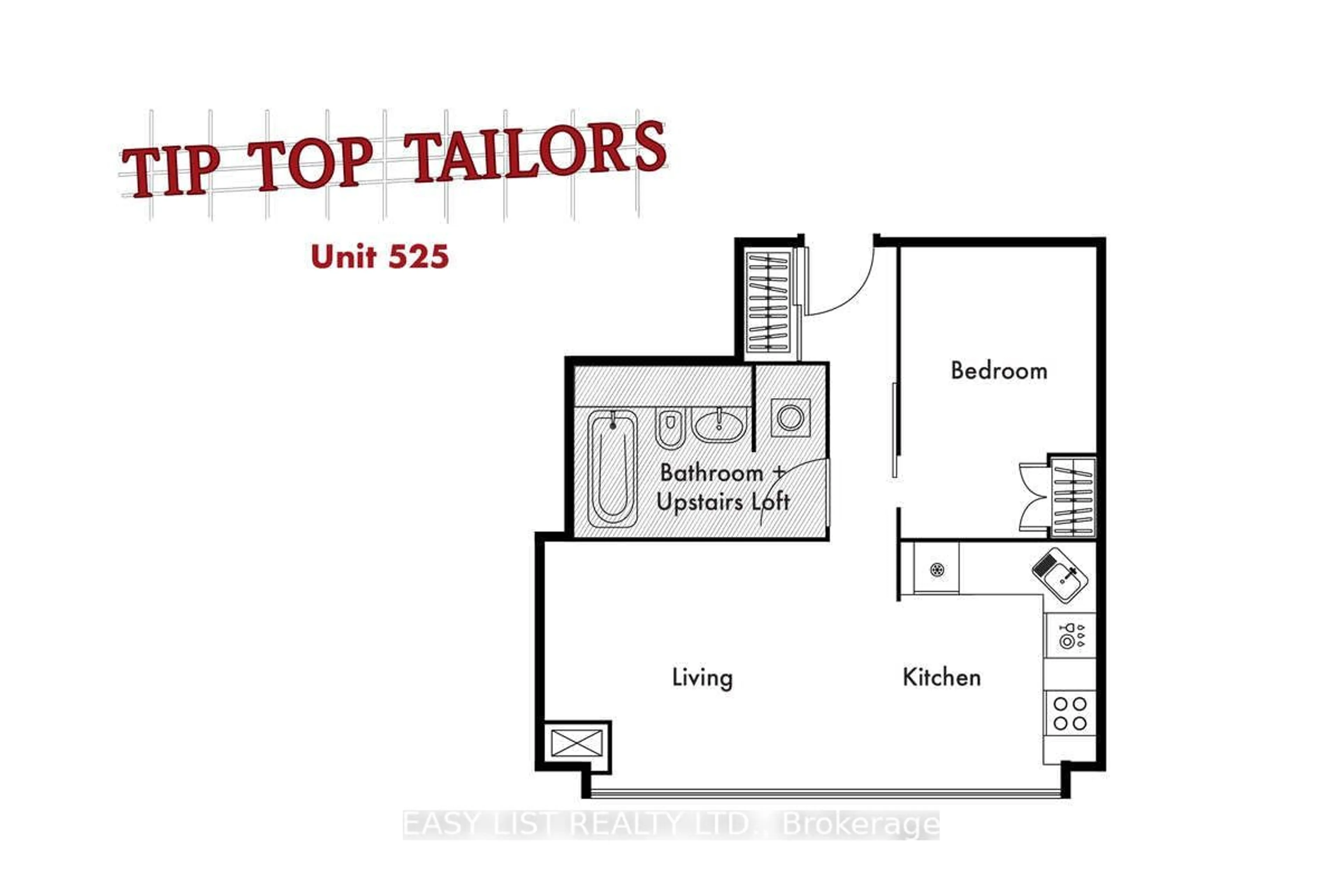 Floor plan for 637 Lake Shore Blvd #525, Toronto Ontario M5V 3J6