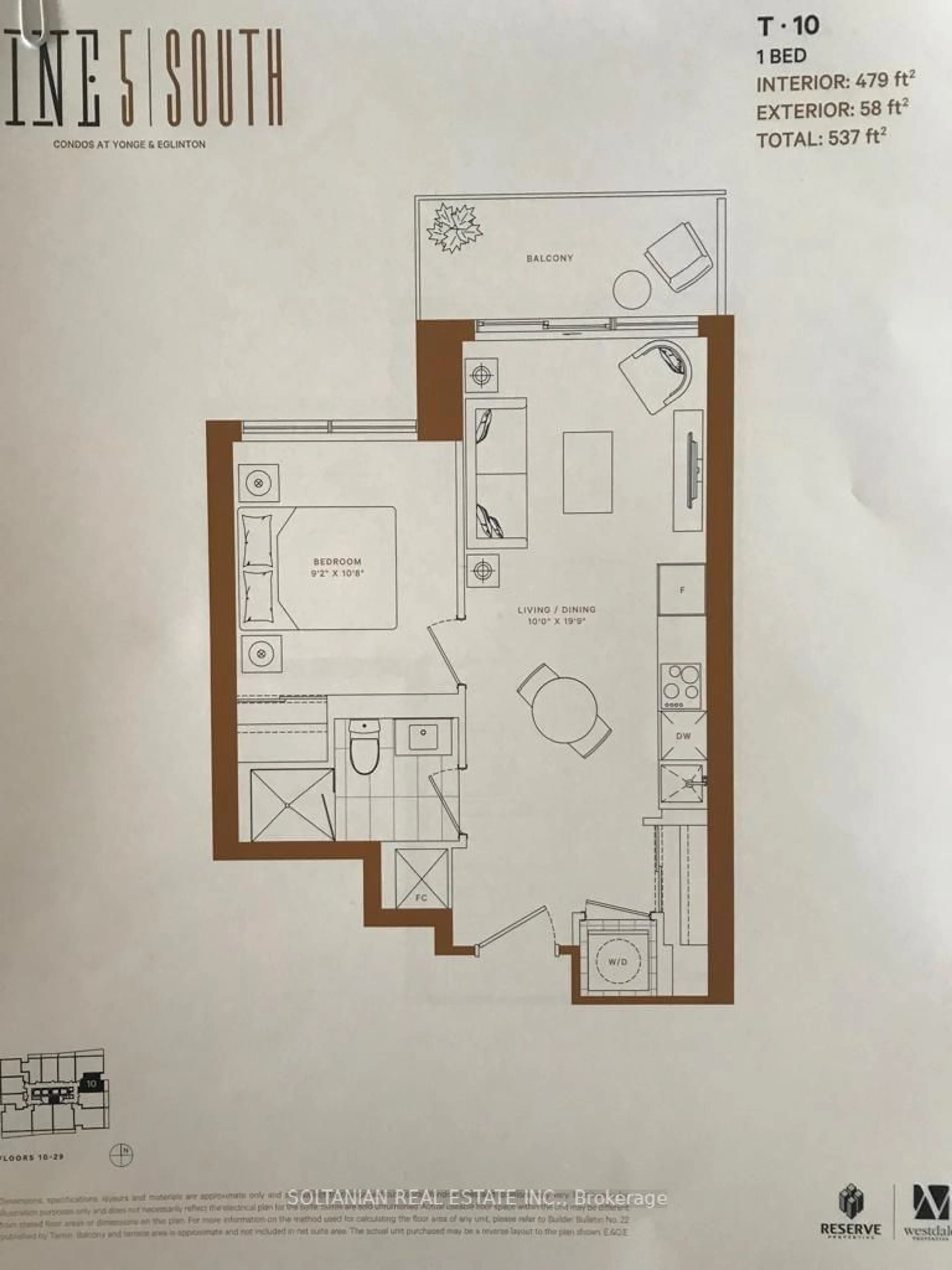 Floor plan for 117 Broadway Ave #2510 S, Toronto Ontario M4P 1V3