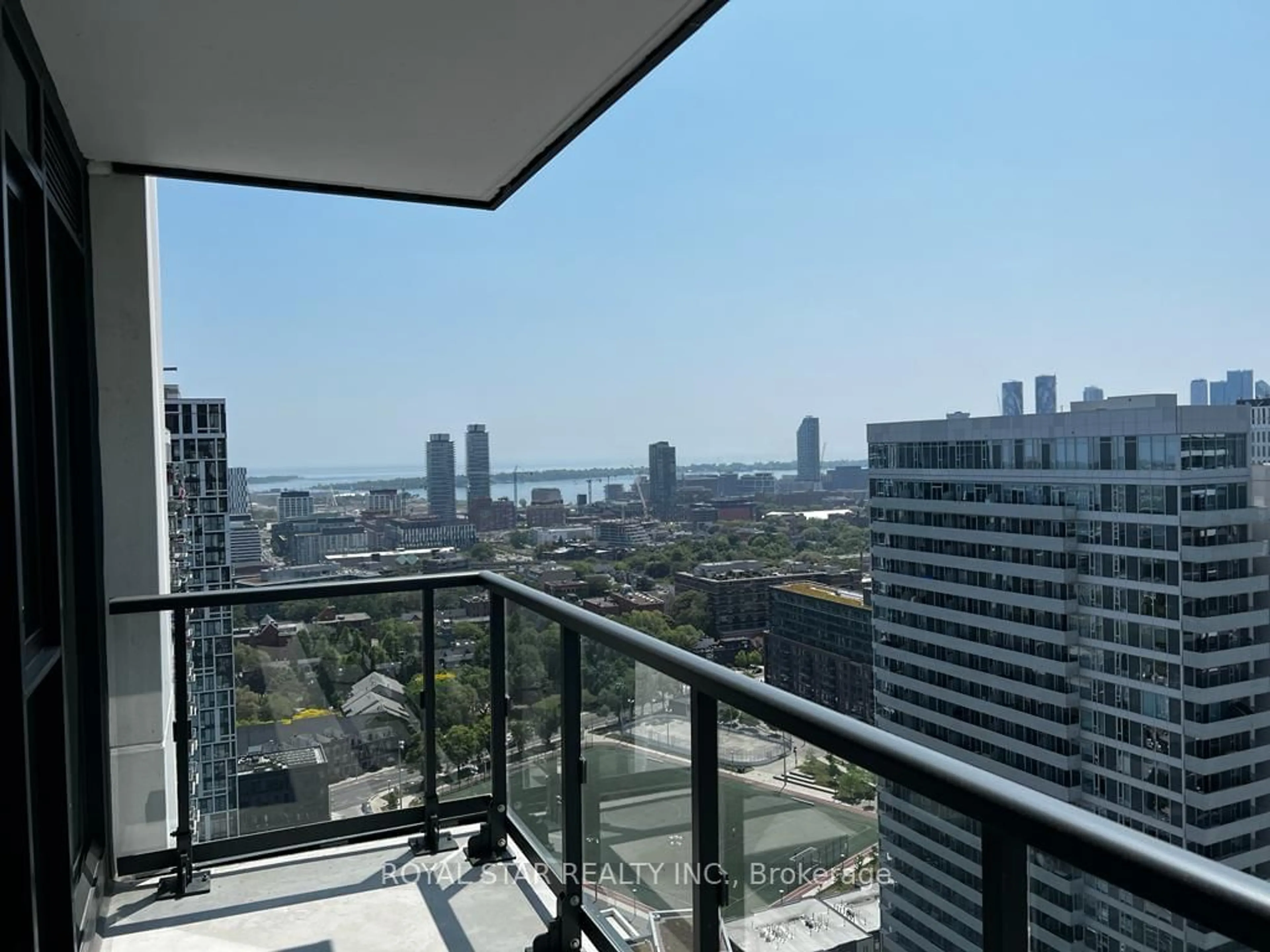 Balcony in the apartment for 130 River St #2705, Toronto Ontario M5A 0R8
