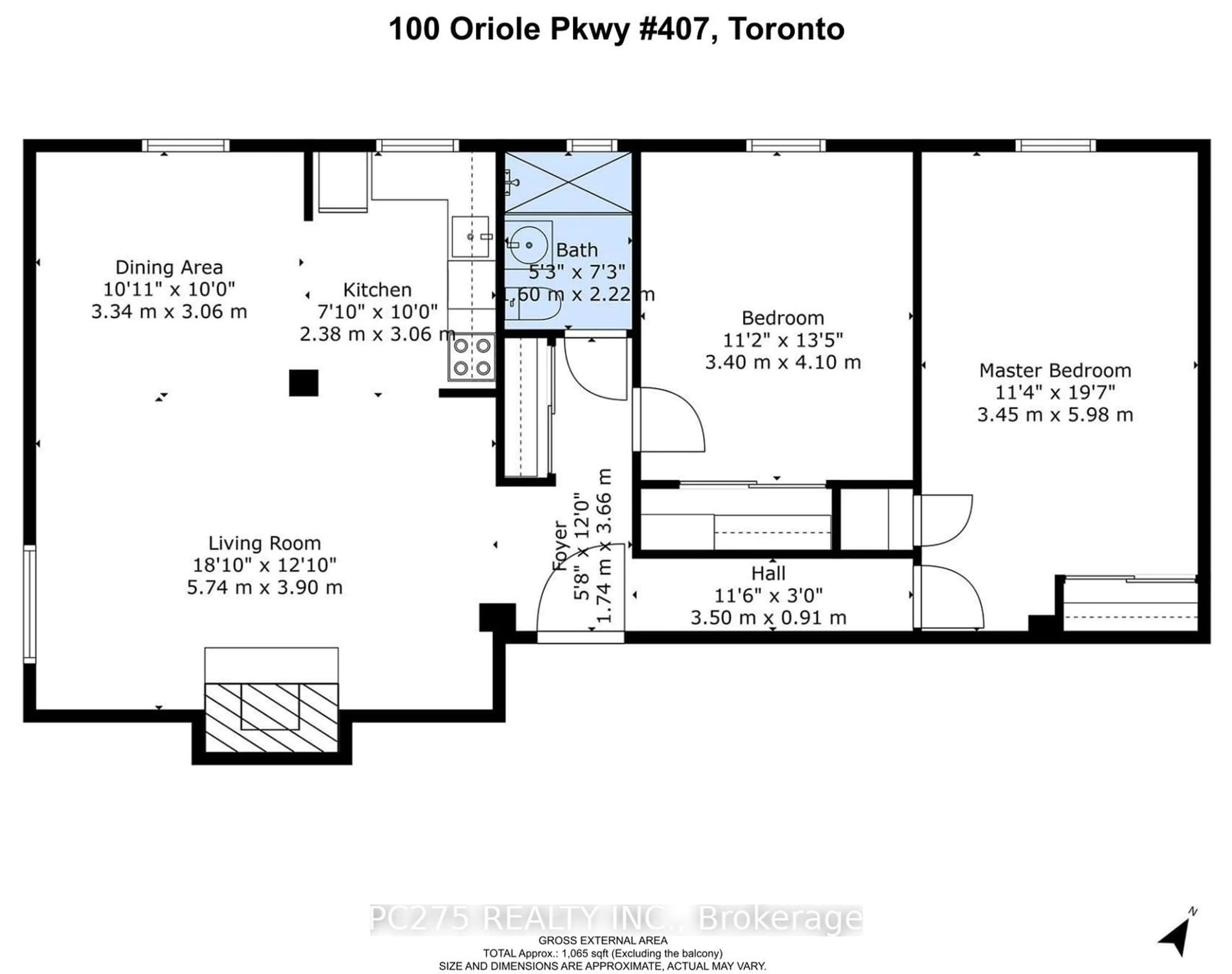 Floor plan for 100 Oriole Pkwy #407, Toronto Ontario M5P 2G8