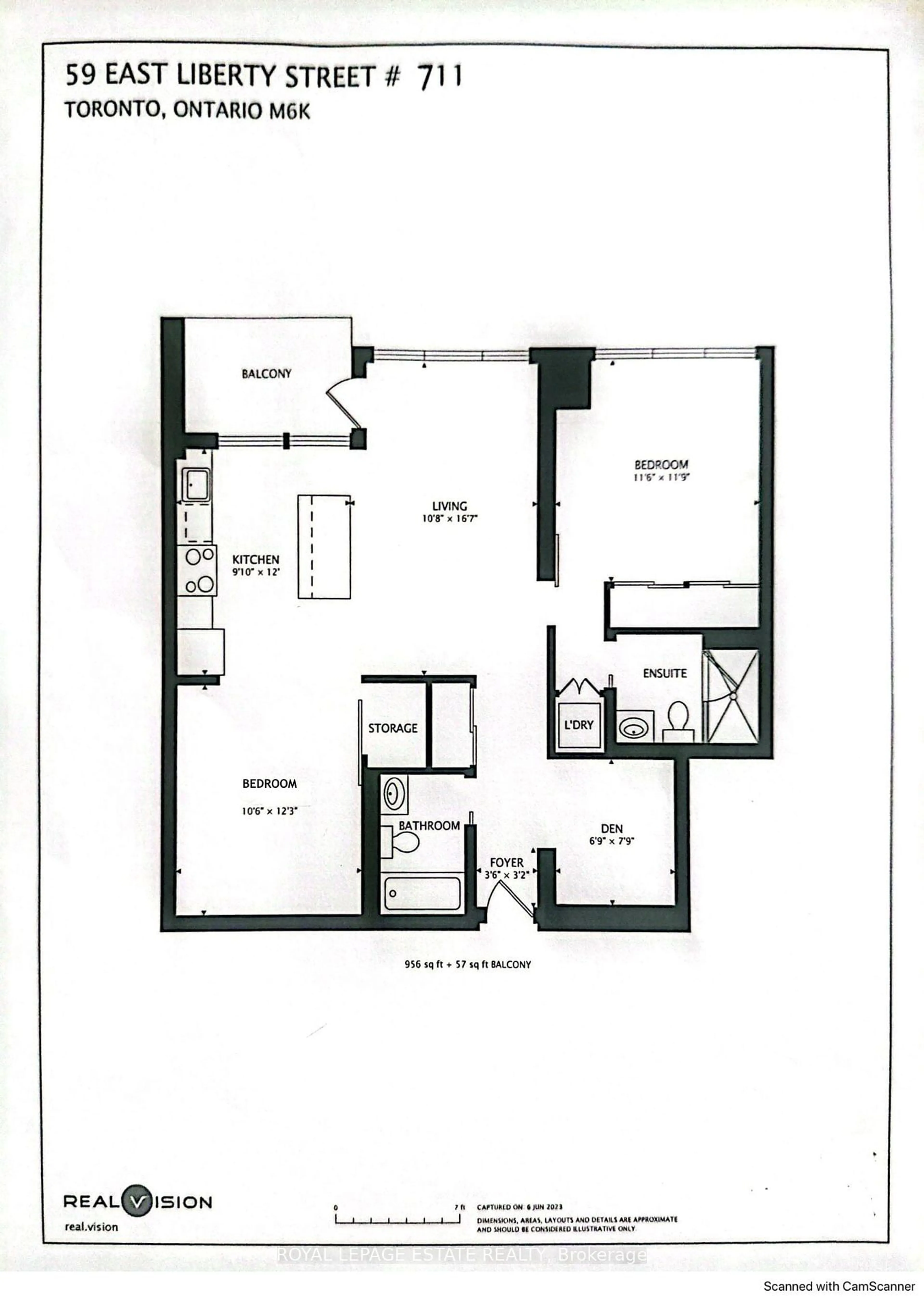 Floor plan for 59 East Liberty St #711, Toronto Ontario M6K 3R1