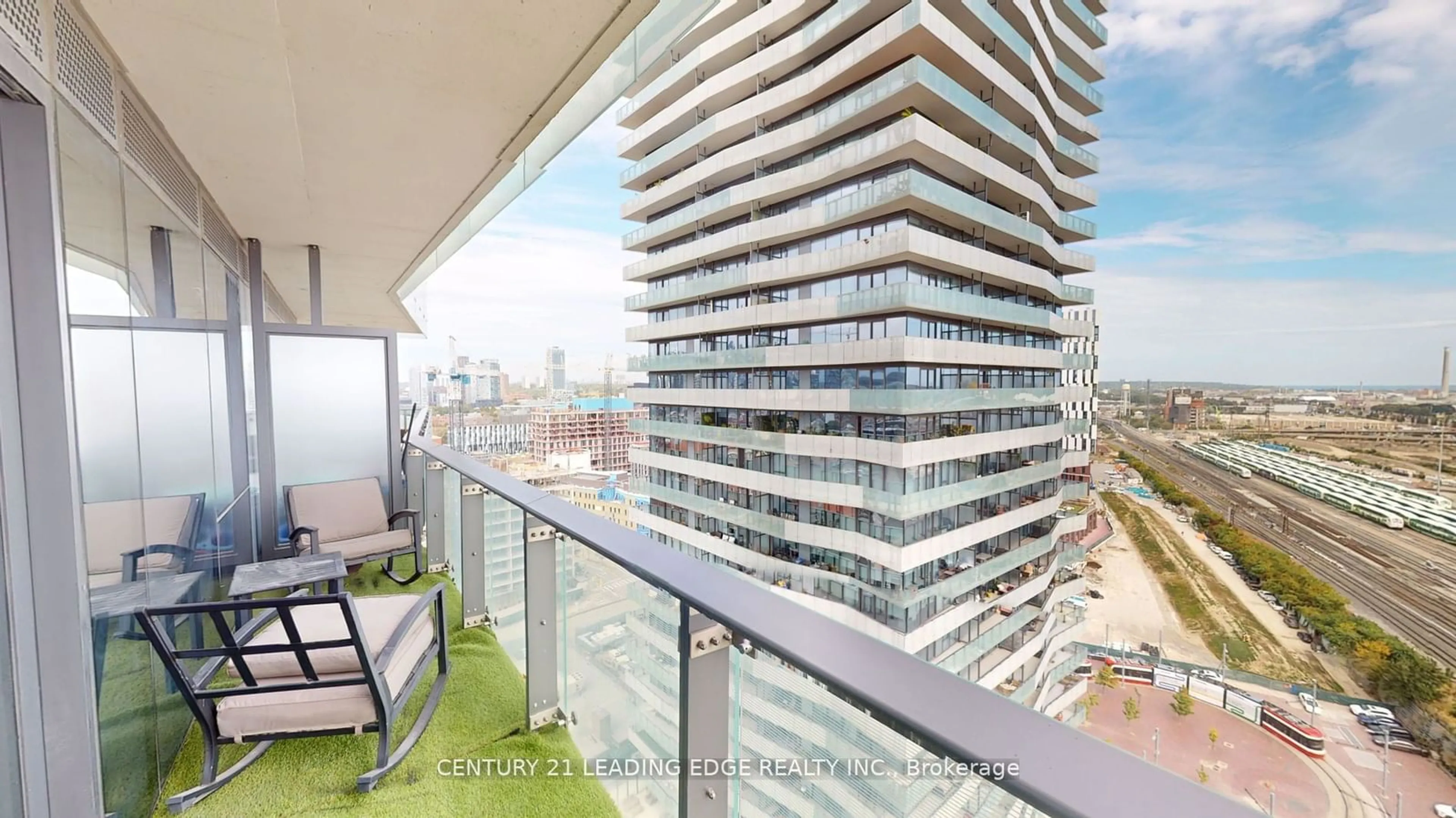 Balcony in the apartment for 70 Distillery Lane #1804, Toronto Ontario M5A 0E3