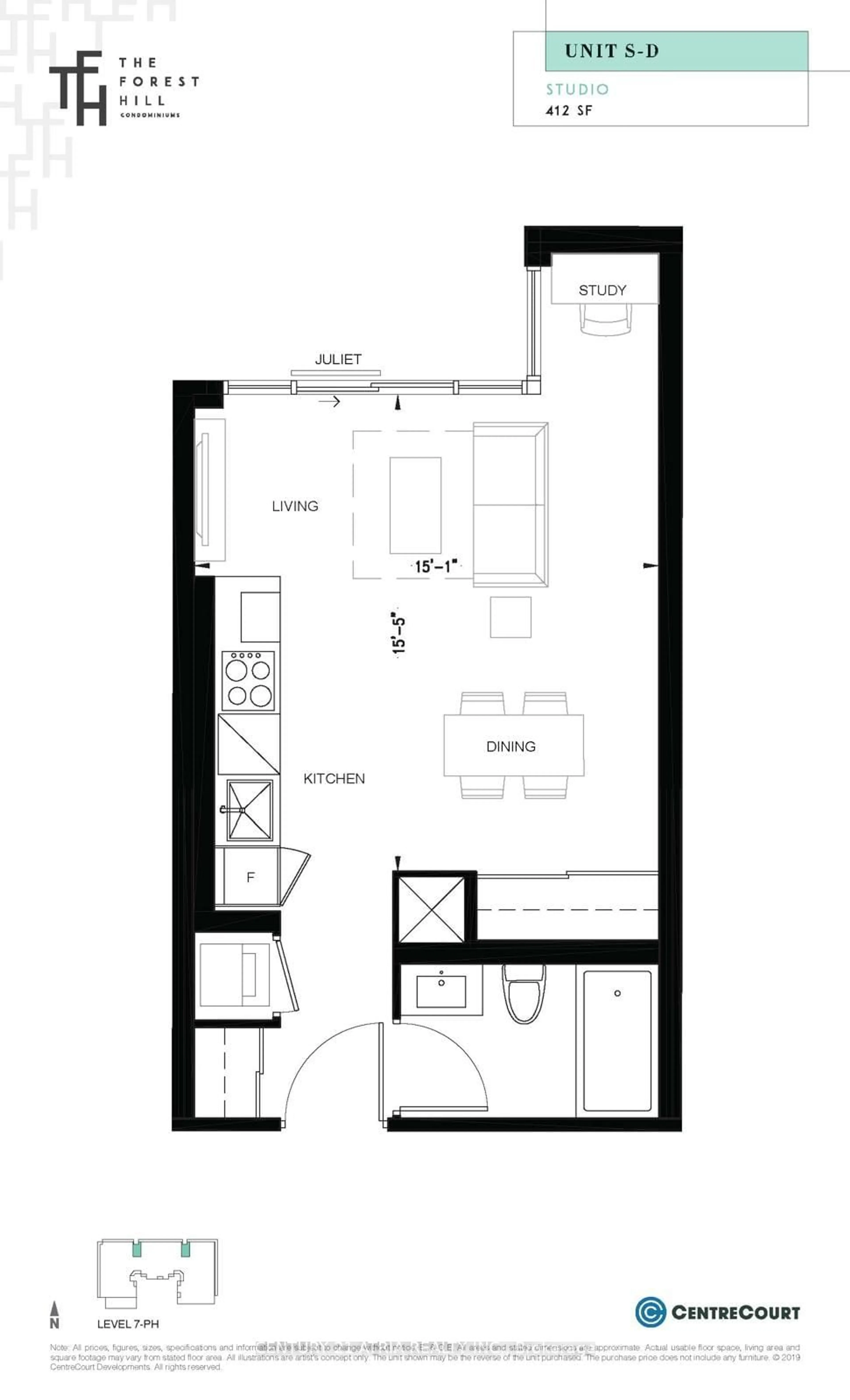 Floor plan for 2020 Bathurst St #1711, Toronto Ontario M5P 0A6