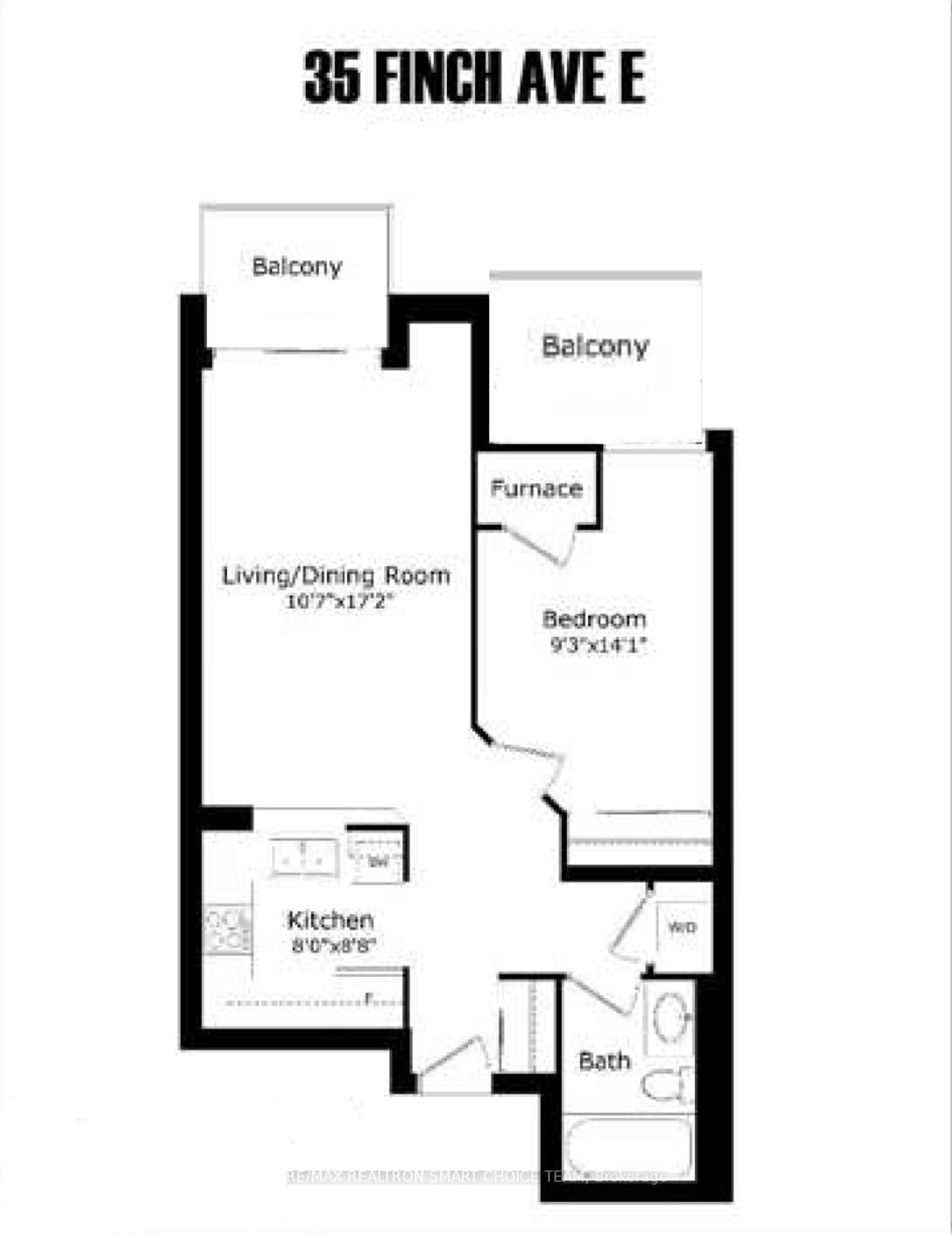 Floor plan for 35 Finch Ave #306, Toronto Ontario M2N 6Z8
