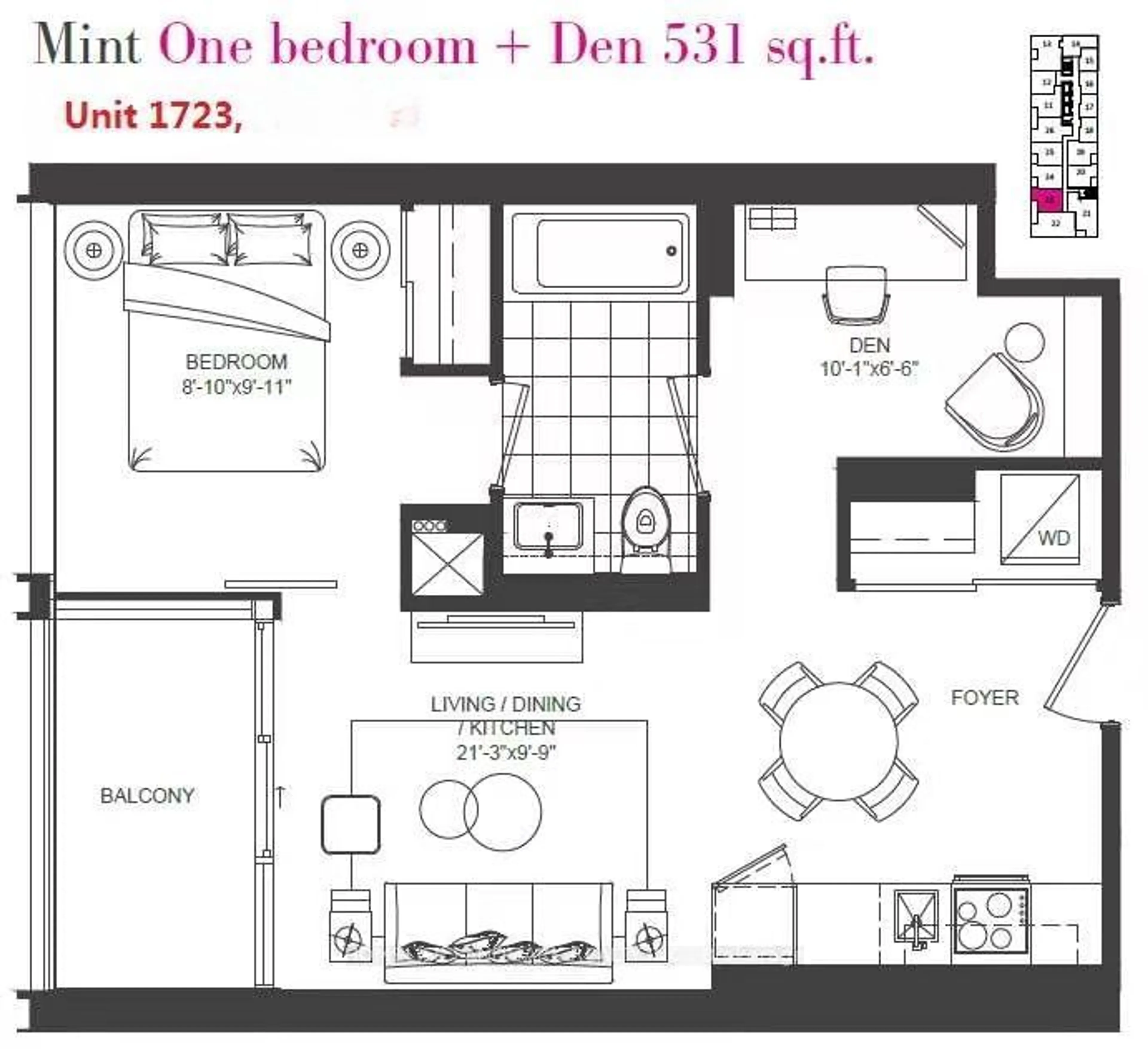 Floor plan for 234 Simcoe St #1723, Toronto Ontario M5T 1T4