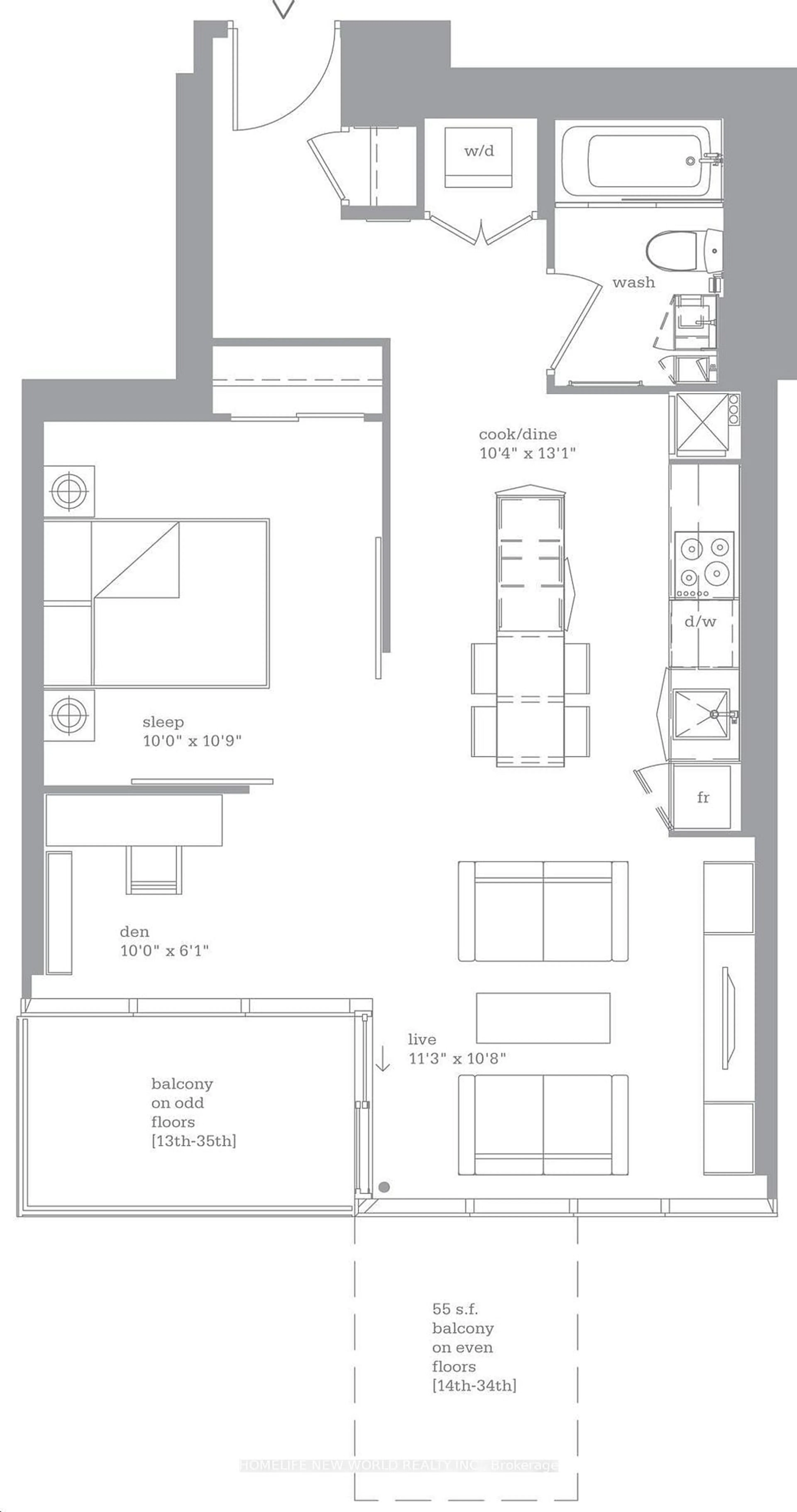 Floor plan for 16 Bonnycastle St #2606, Toronto Ontario M5A 4M6