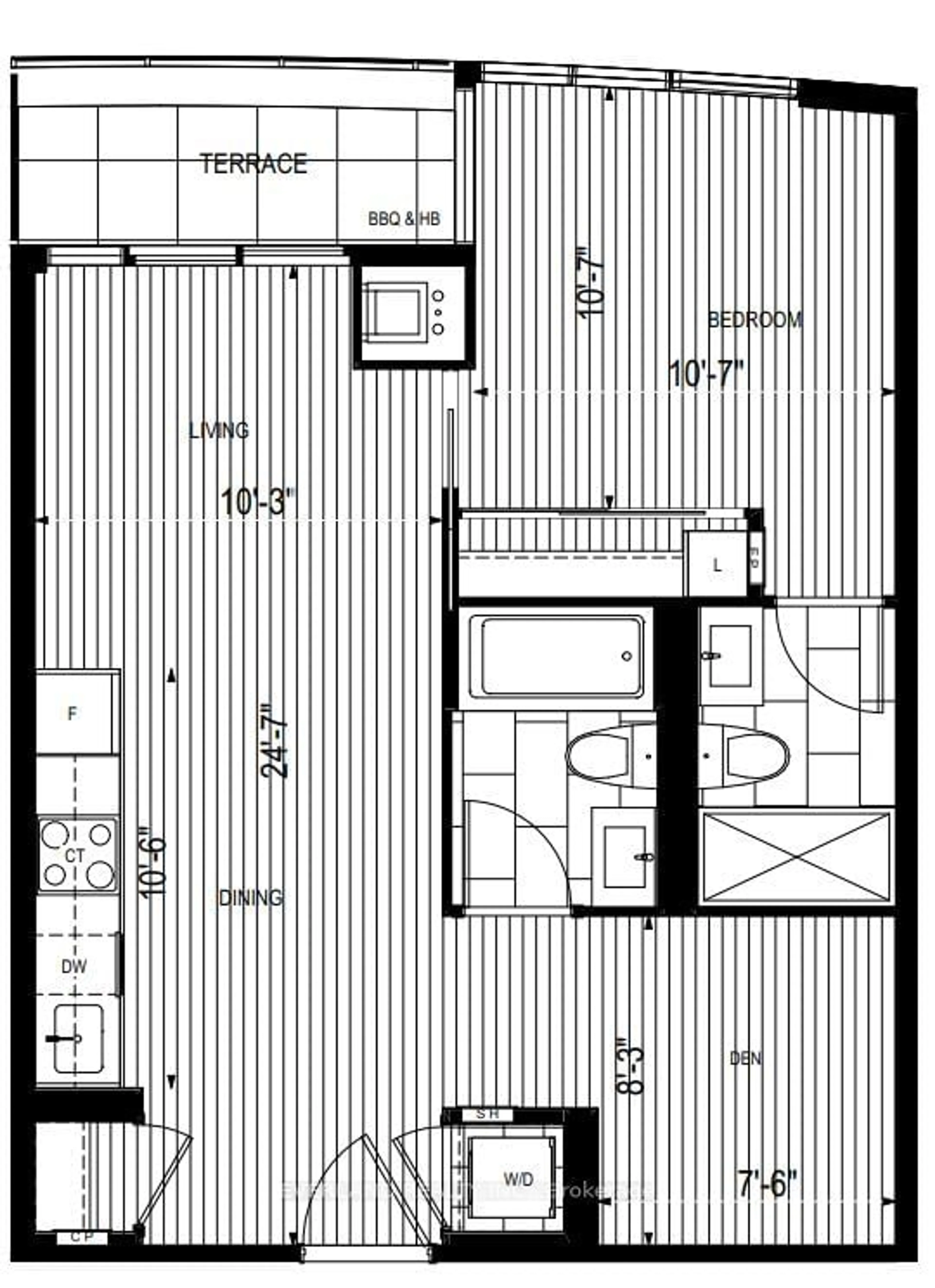 Floor plan for 585 Bloor St #521, Toronto Ontario M4W 0B3