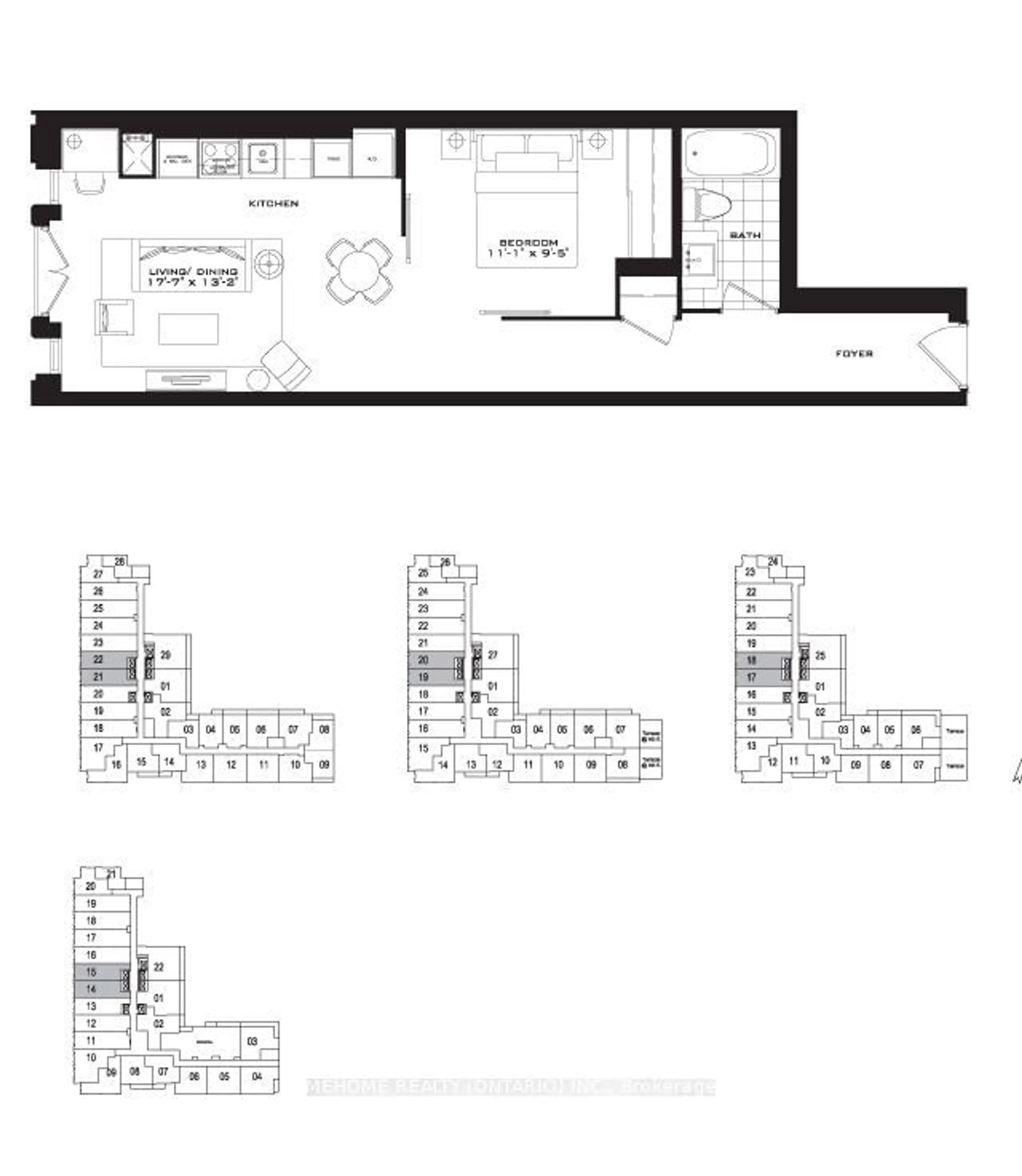 Floor plan for 955 Bay St #419, Toronto Ontario M5S 0C6