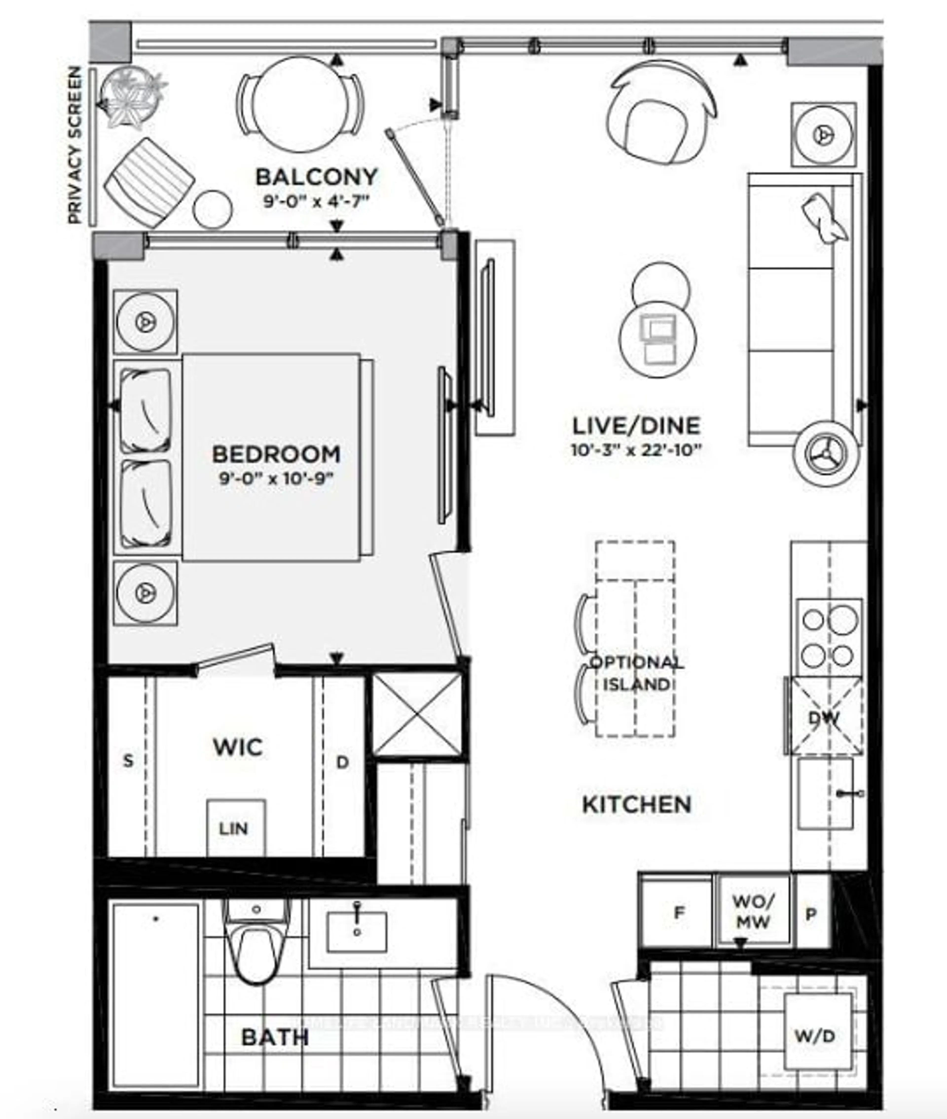 Floor plan for 576 Front St #920, Toronto Ontario M5V 1C1