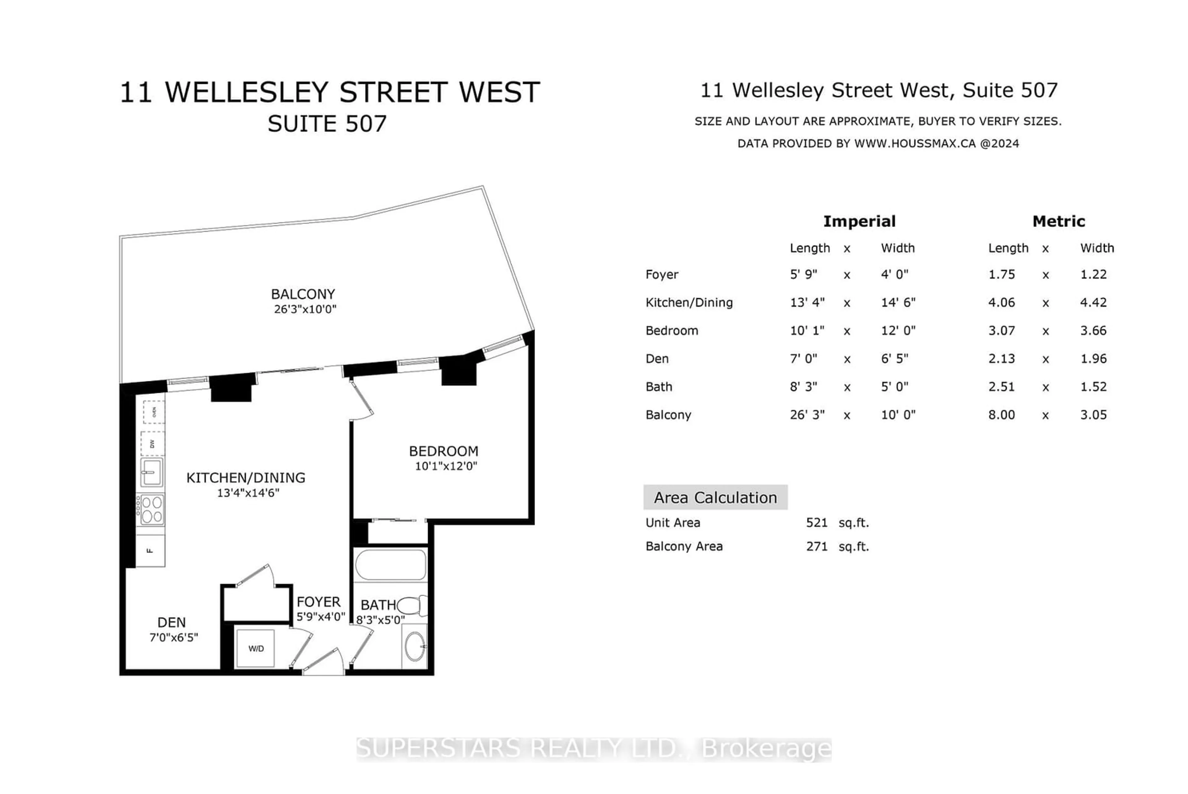 Floor plan for 11 Wellesley St #507, Toronto Ontario M4Y 0G4