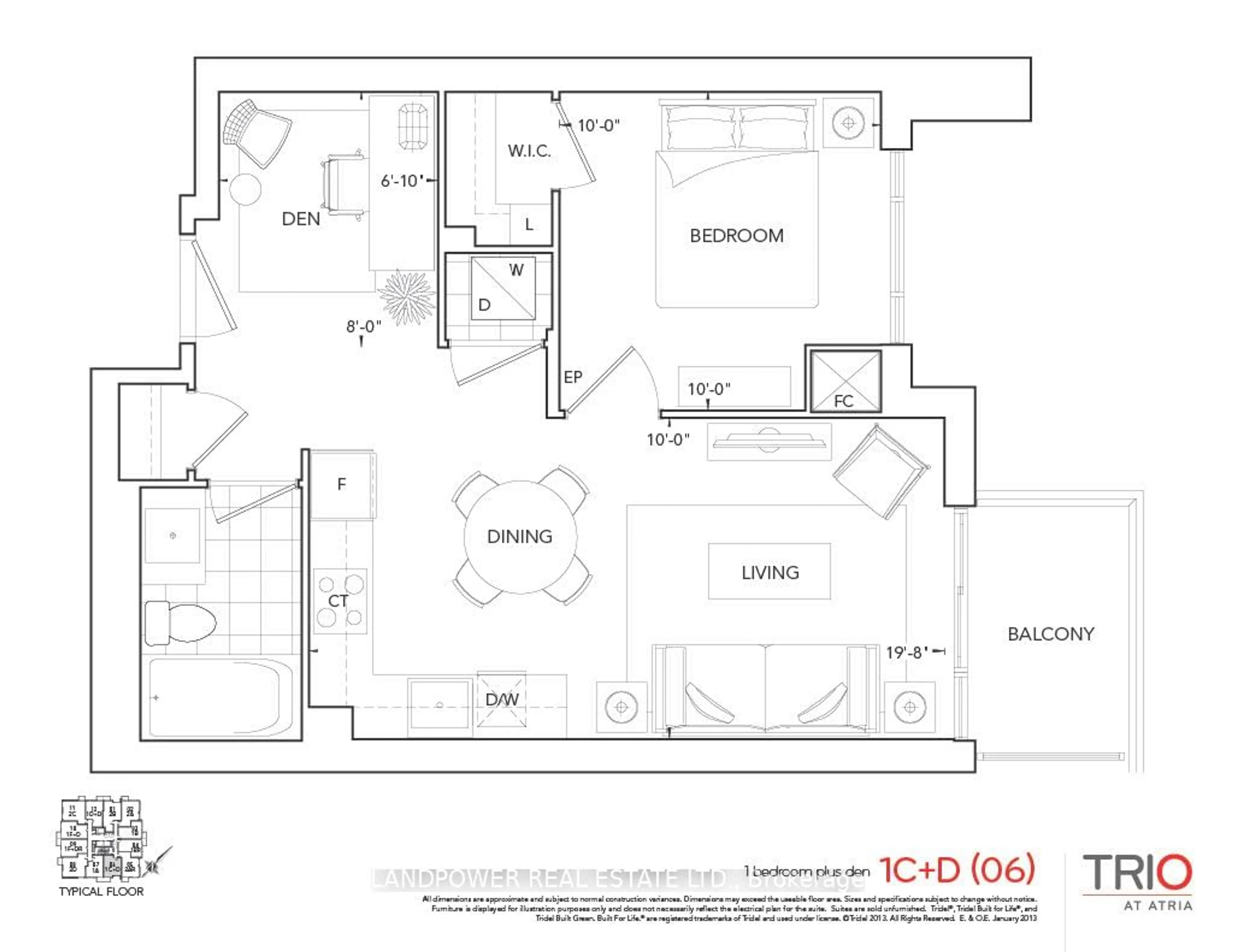 Floor plan for 50 Ann O'Reilly Rd #2206, Toronto Ontario M2J 0C9