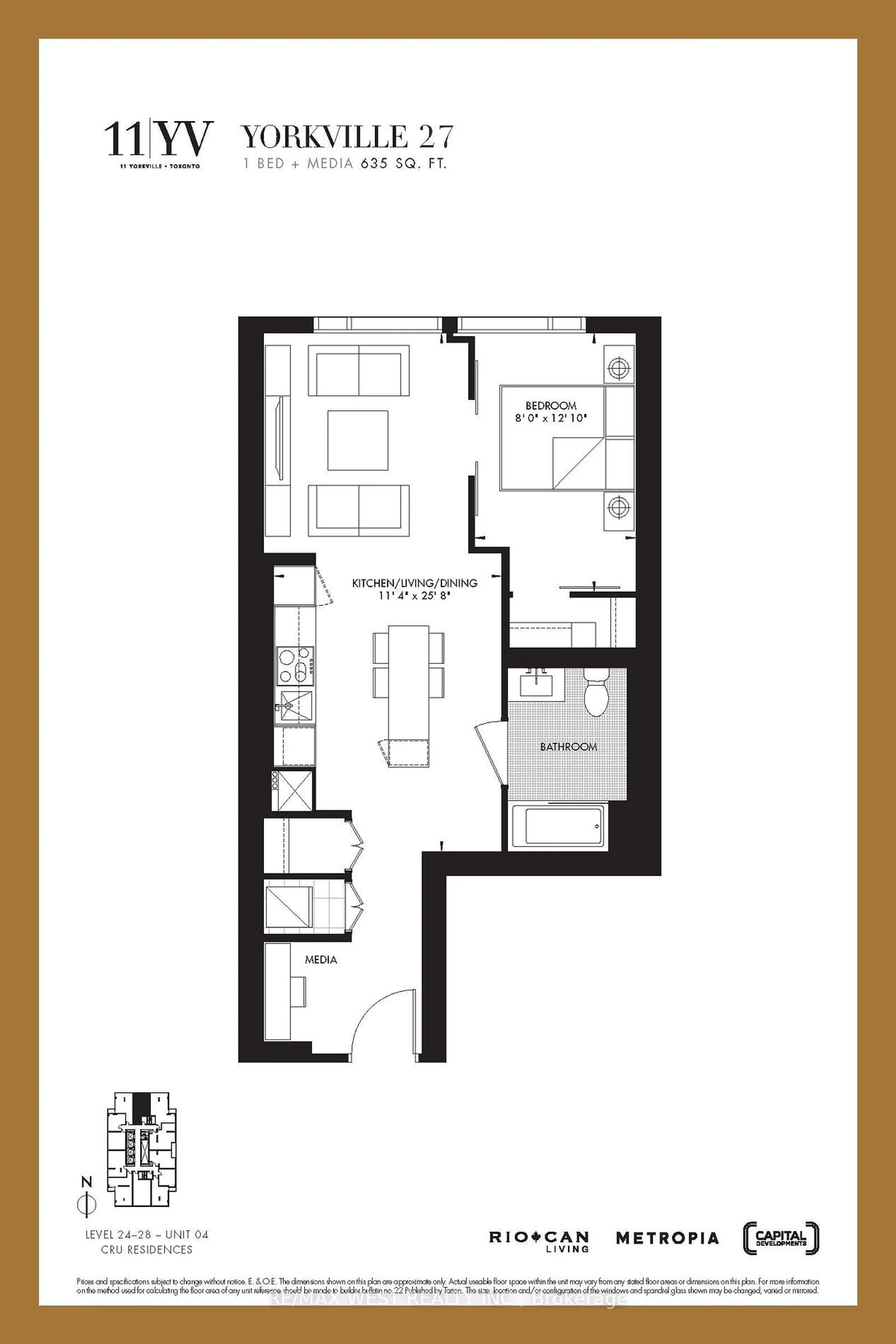 Floor plan for 11 Yorkville Ave #2604, Toronto Ontario M4W 1L2