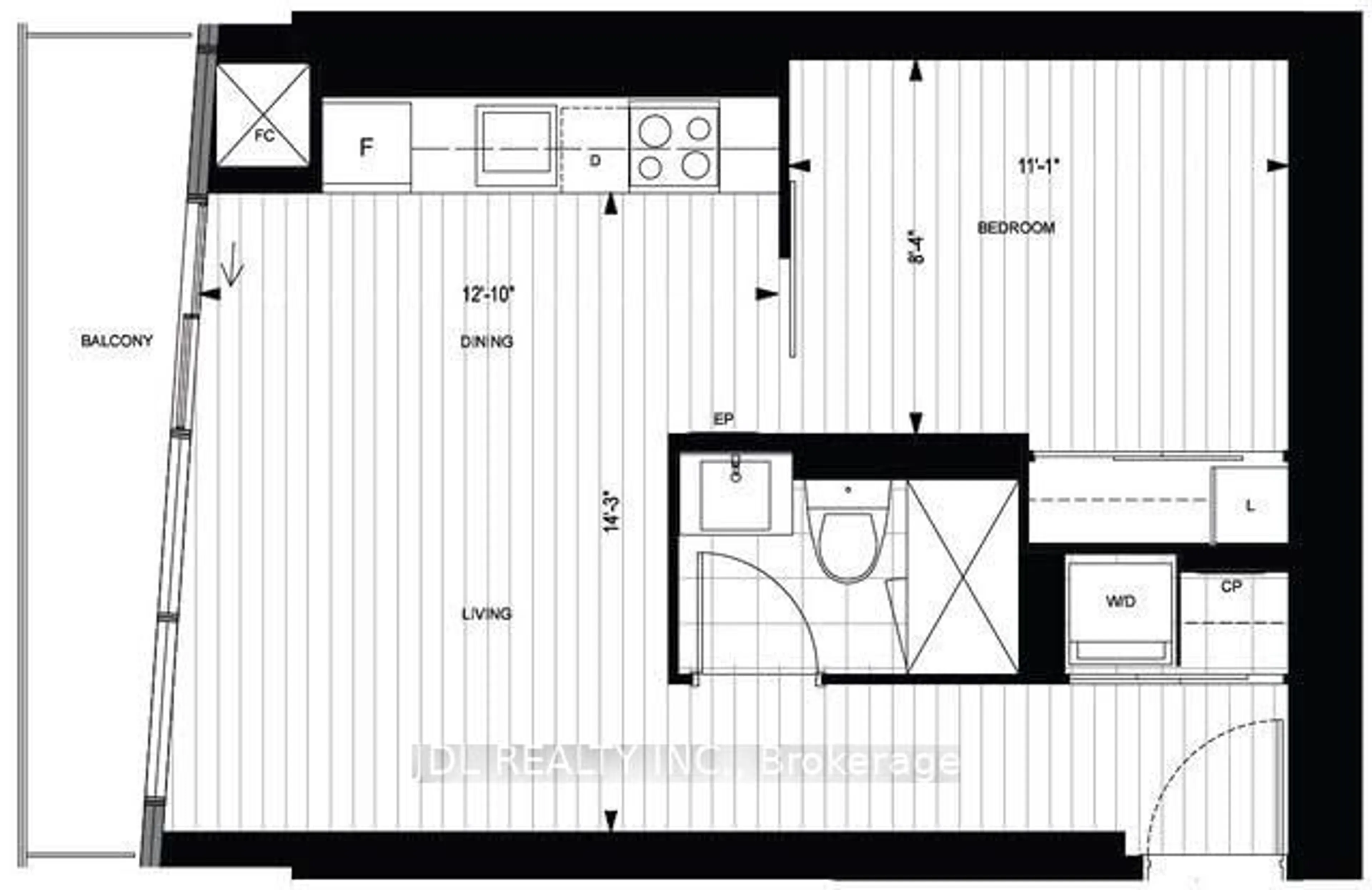 Floor plan for 89 Mcgill St #1612, Toronto Ontario M5B 1H5