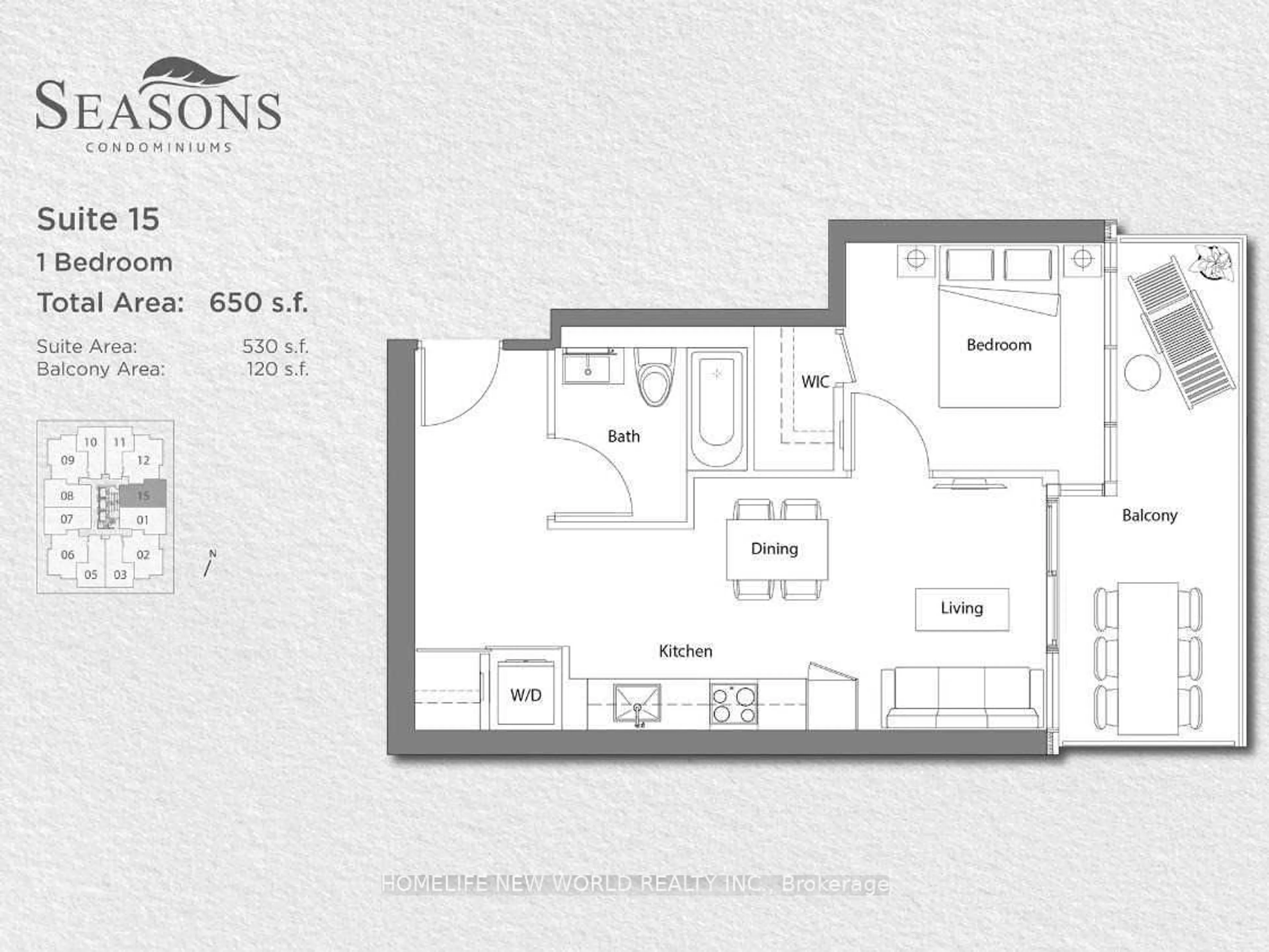 Floor plan for 95 Mcmahon Dr #1615, Toronto Ontario M2K 0H1