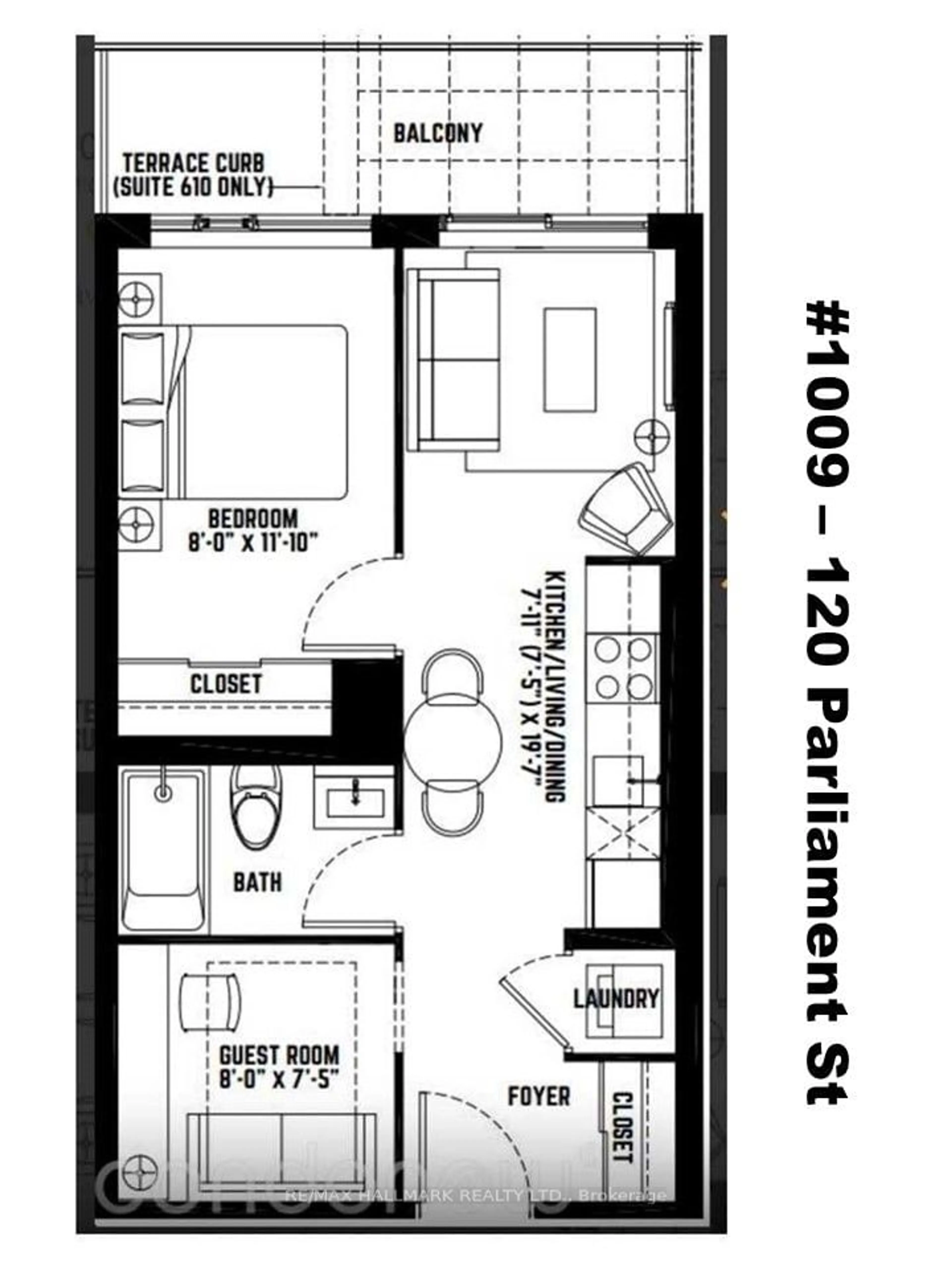 Floor plan for 120 Parliament St #1009, Toronto Ontario M5A 0N6