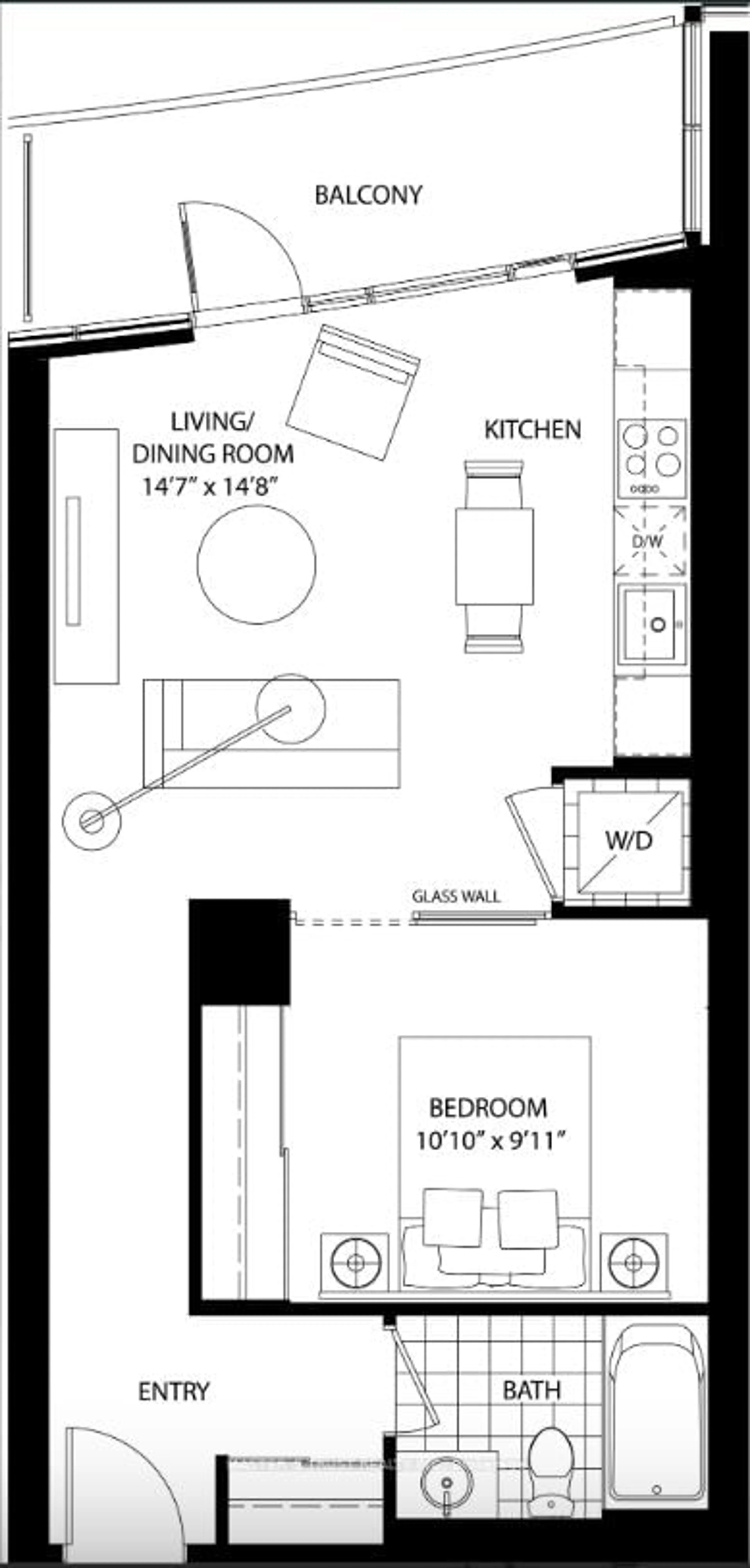 Floor plan for 21 Widmer St #2805, Toronto Ontario M5V 0B8