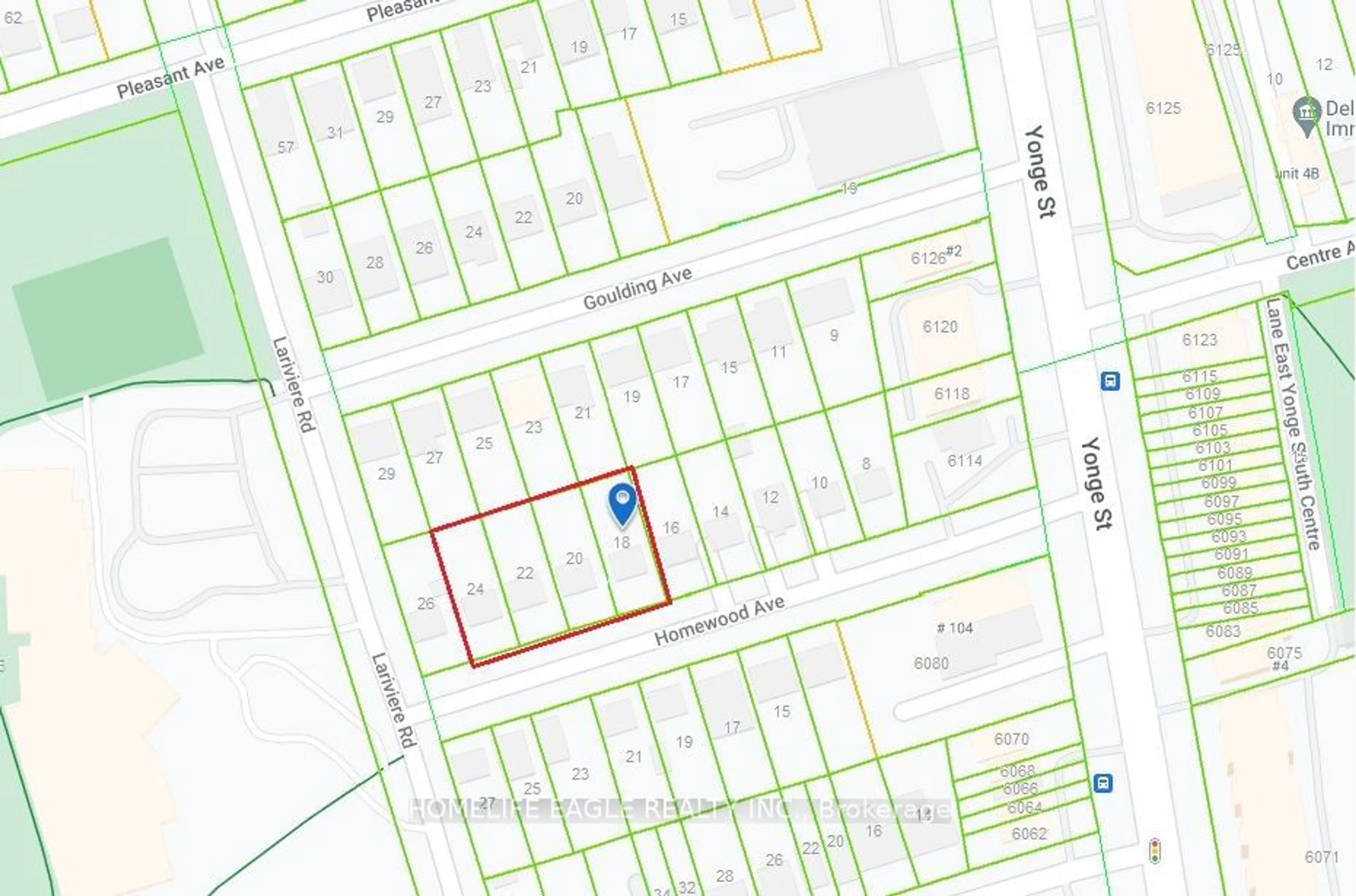 Picture of a map for 20 Homewood Ave, Toronto Ontario M2M 1J9