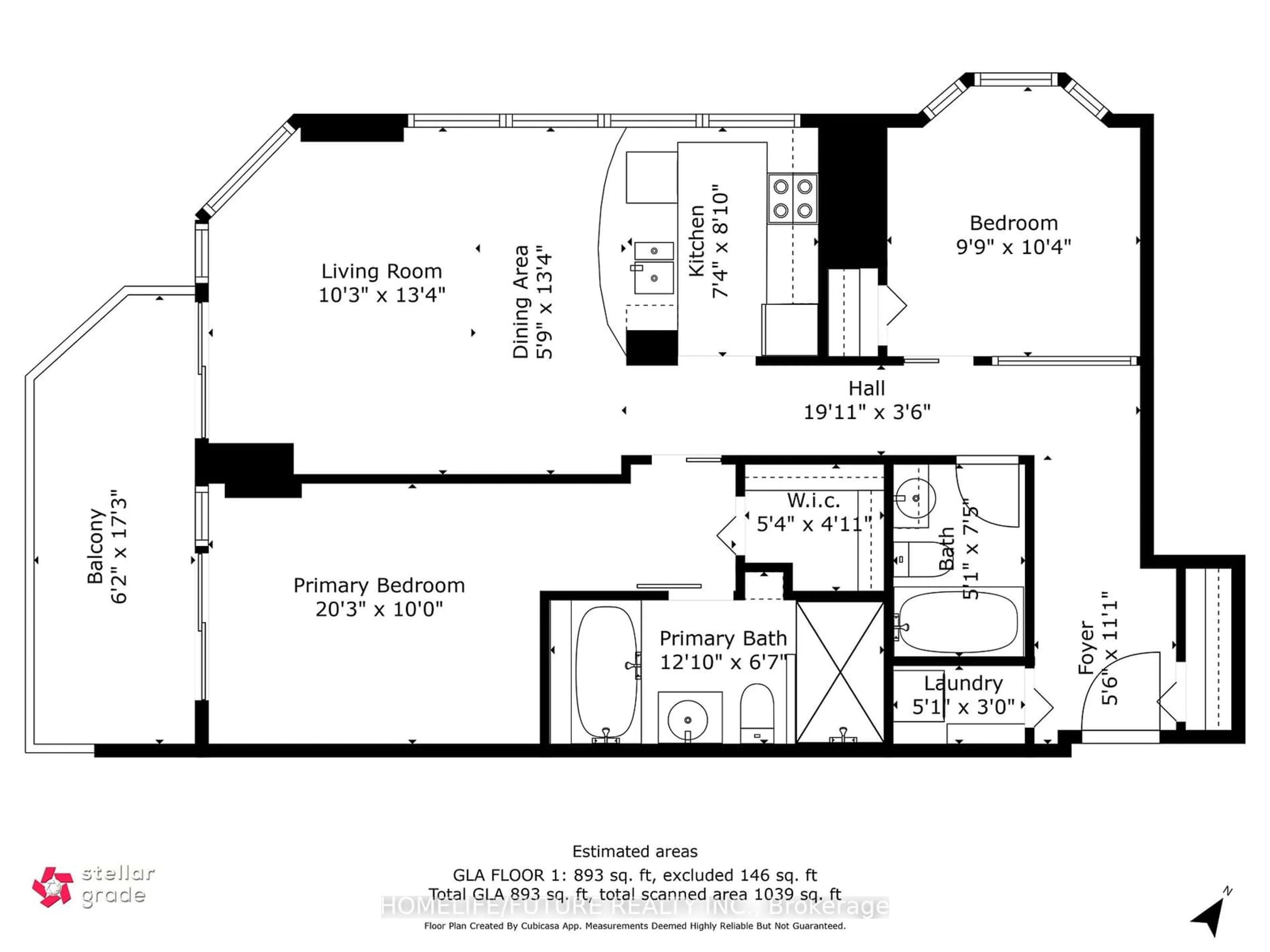 Floor plan for 10 Yonge St #1603, Toronto Ontario M5E 1R4