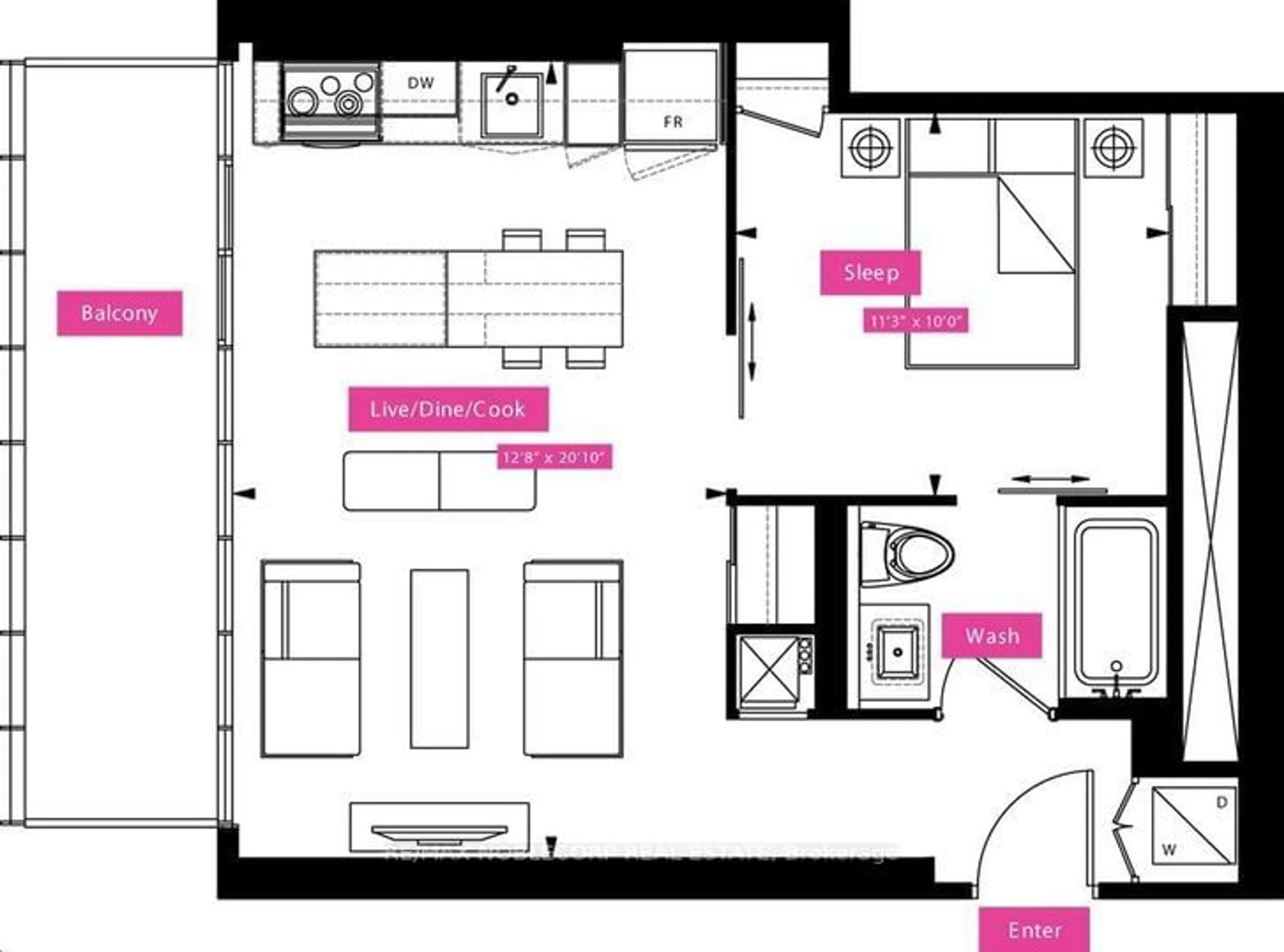 Floor plan for 101 Charles St #4211, Toronto Ontario M4Y 1V2