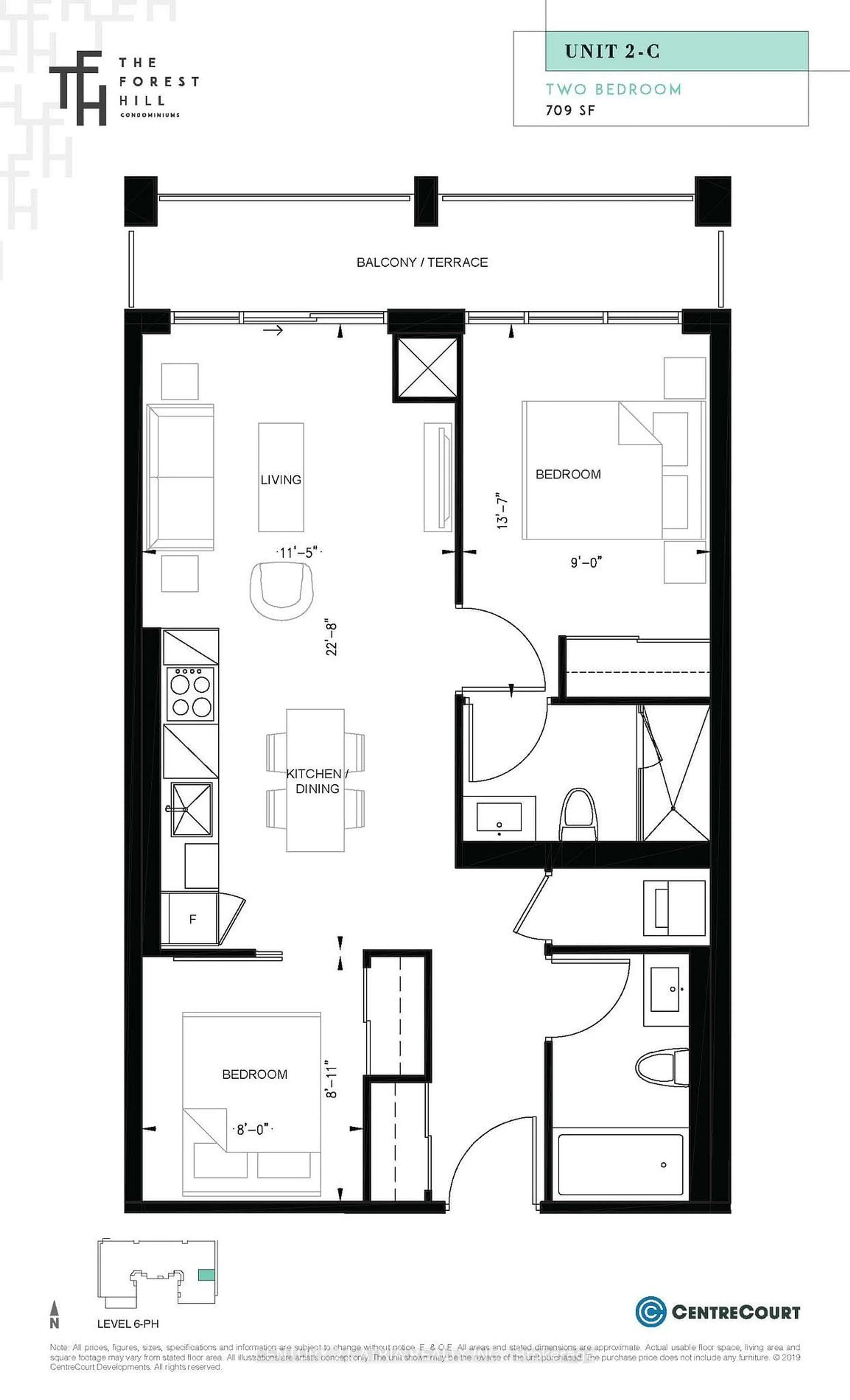 Floor plan for 2020 Bathurst St #1718, Toronto Ontario M5P 0A6