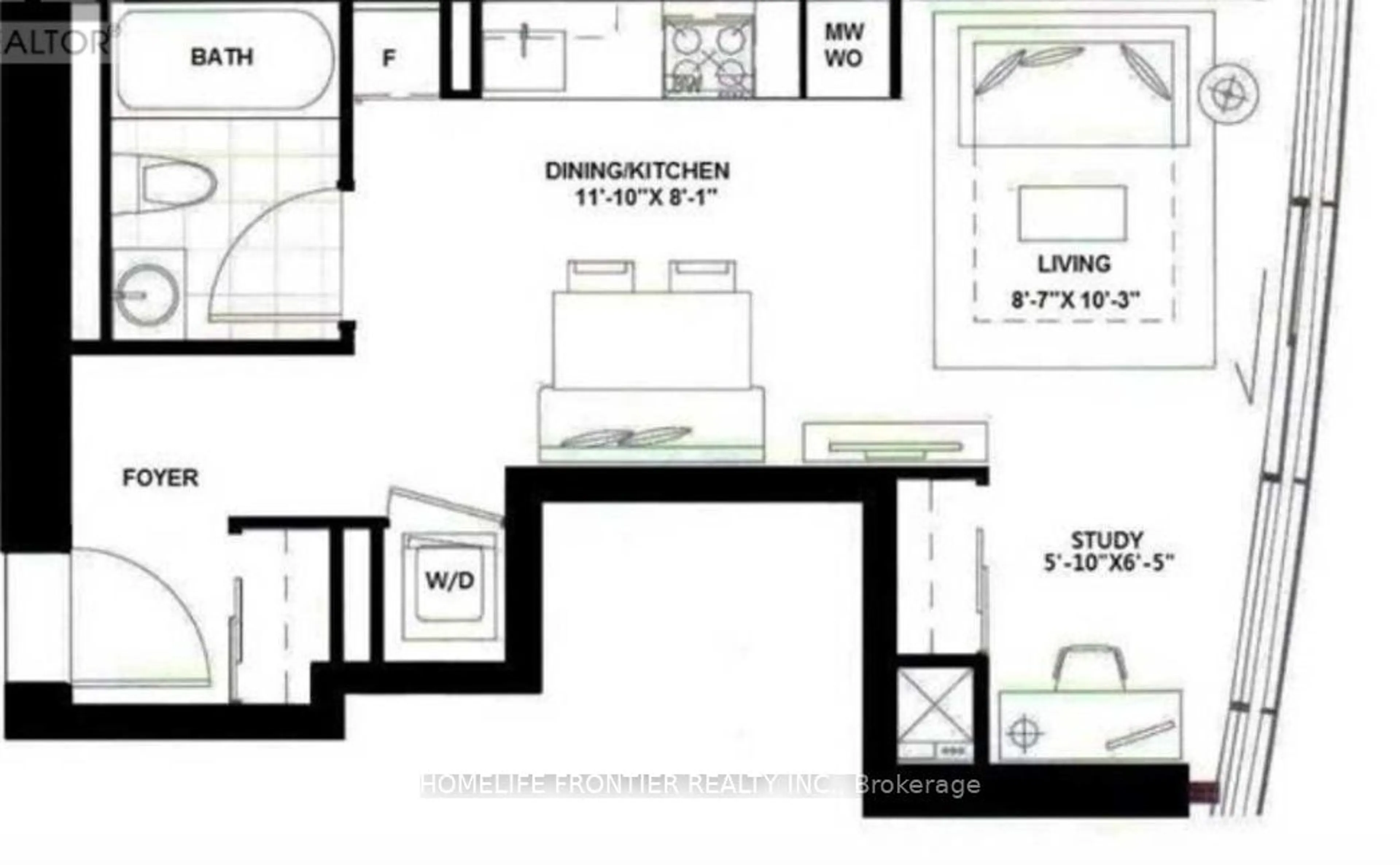 Floor plan for 14 York St #4401, Toronto Ontario M5J 0B1