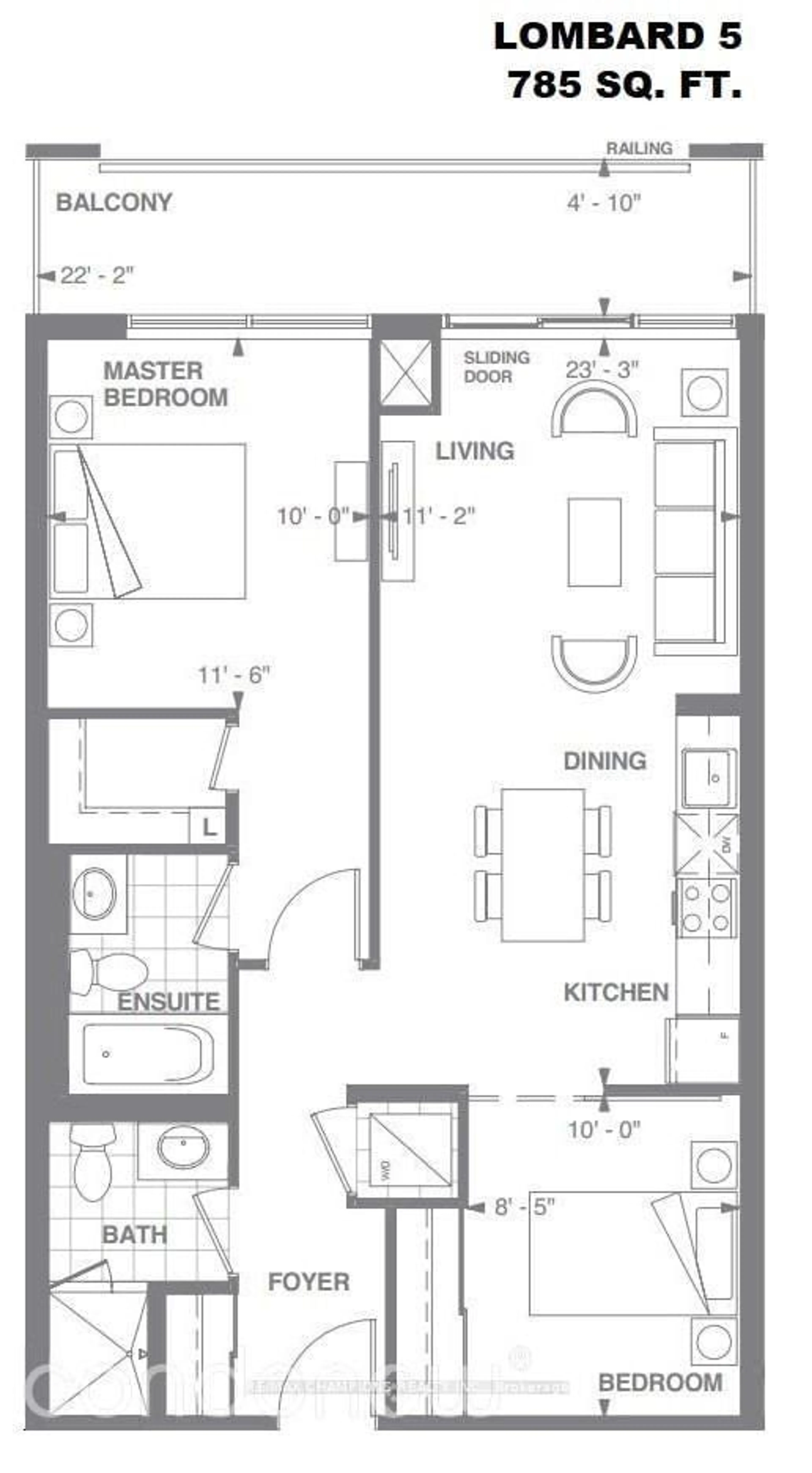 Floor plan for 460 Adelaide St #203, Toronto Ontario M5A 0E7