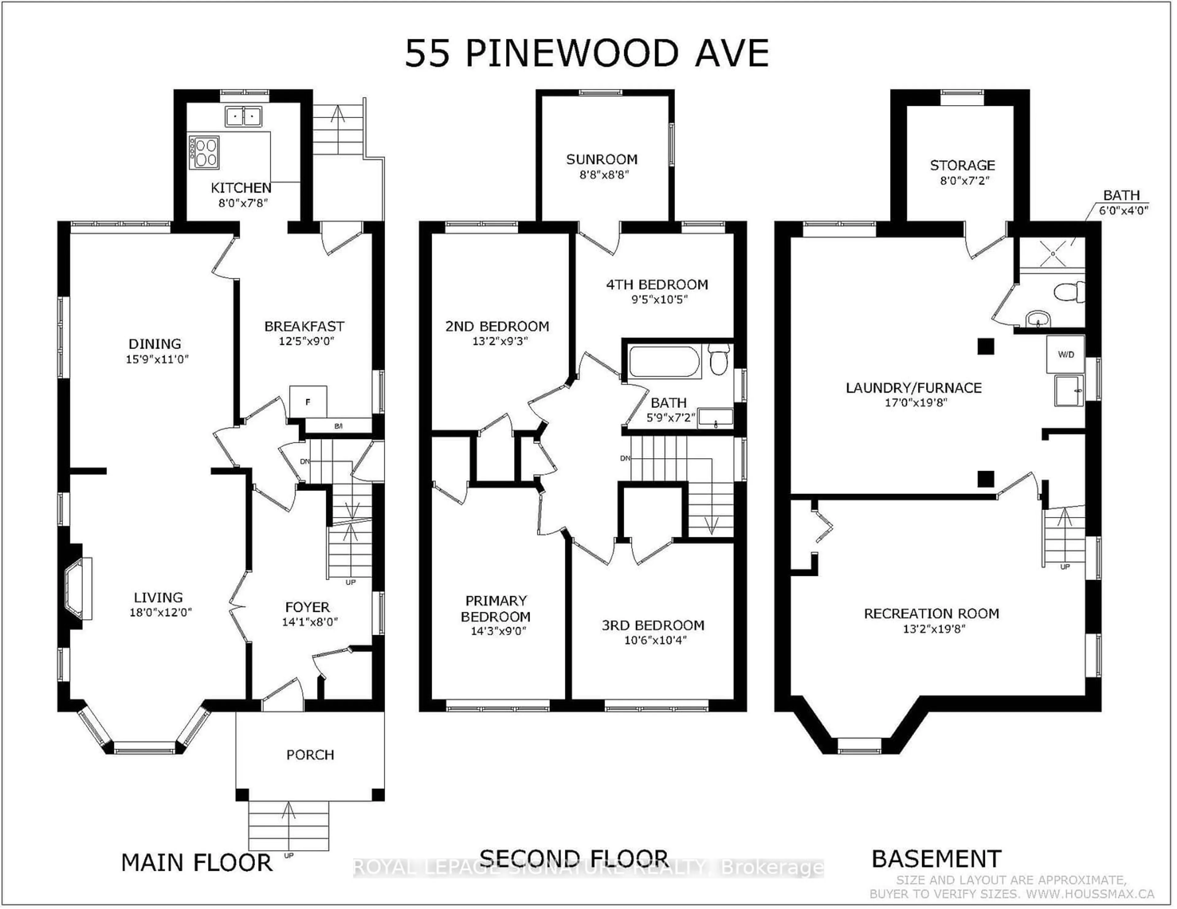 Floor plan for 55 Pinewood Ave, Toronto Ontario M6C 2V2