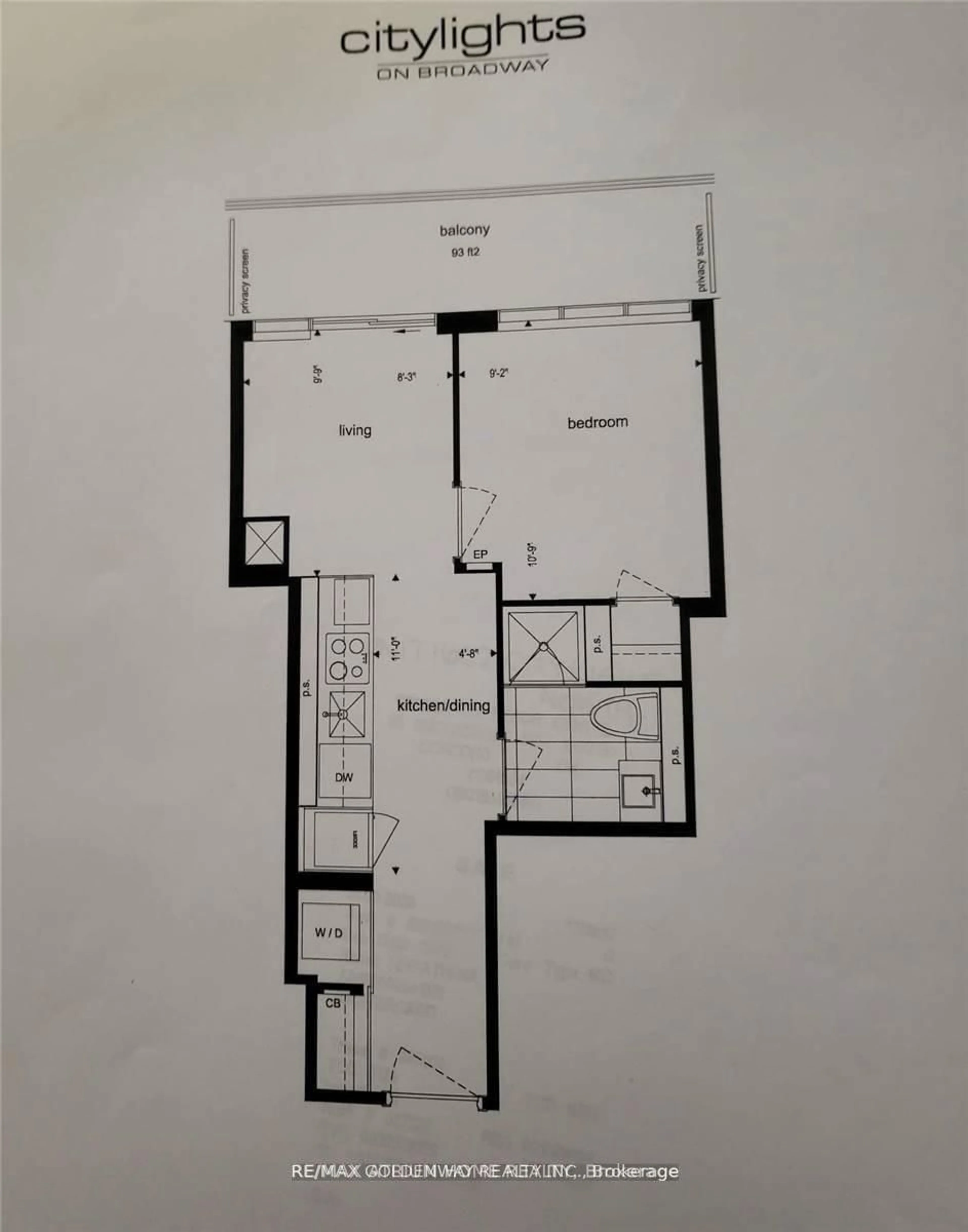 Floor plan for 195 Redpath Ave #1502, Toronto Ontario M4P 0E4