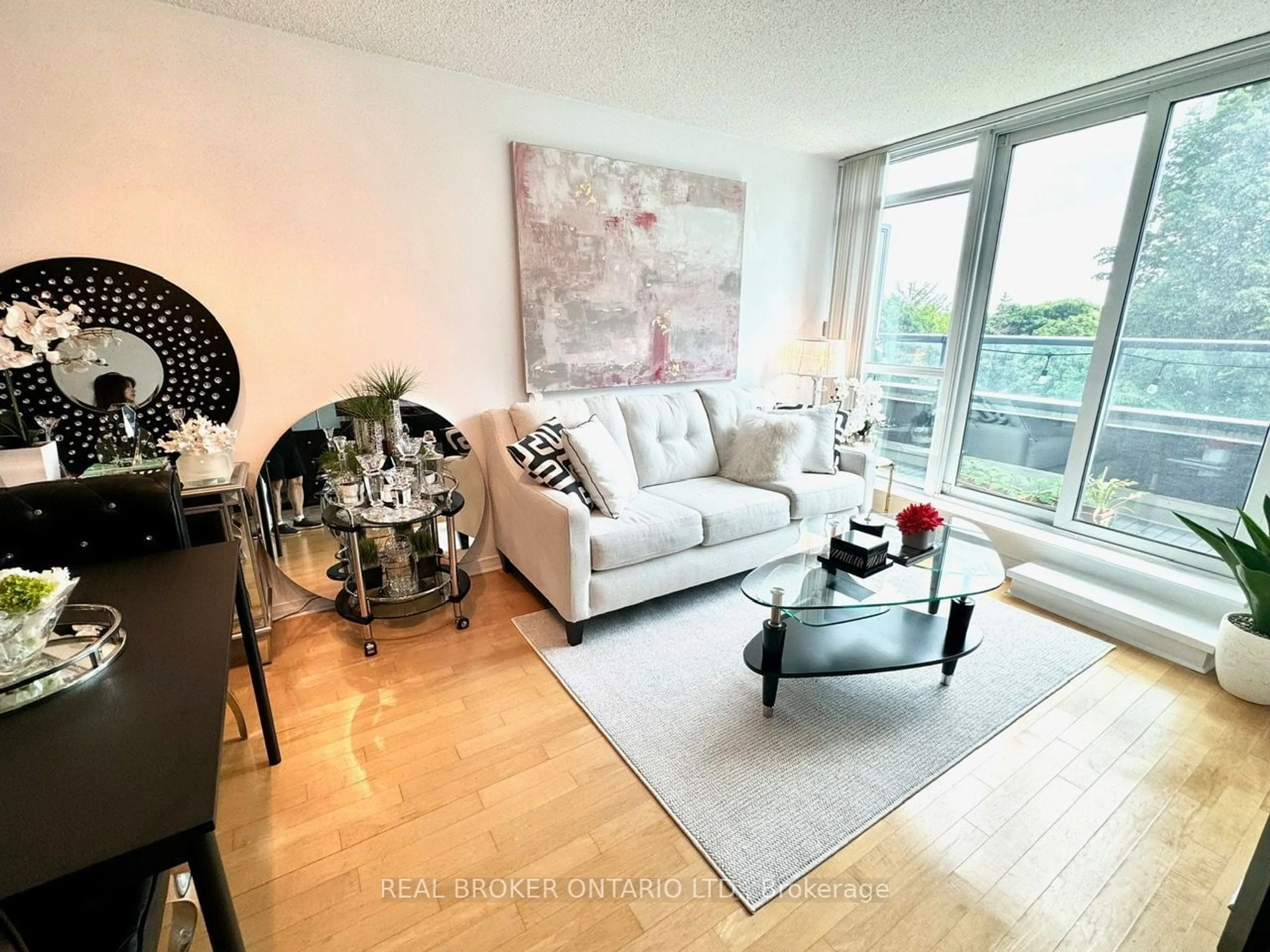 Living room, wood floors for 28 Harrison Garden Blvd #312, Toronto Ontario M2N 7B5