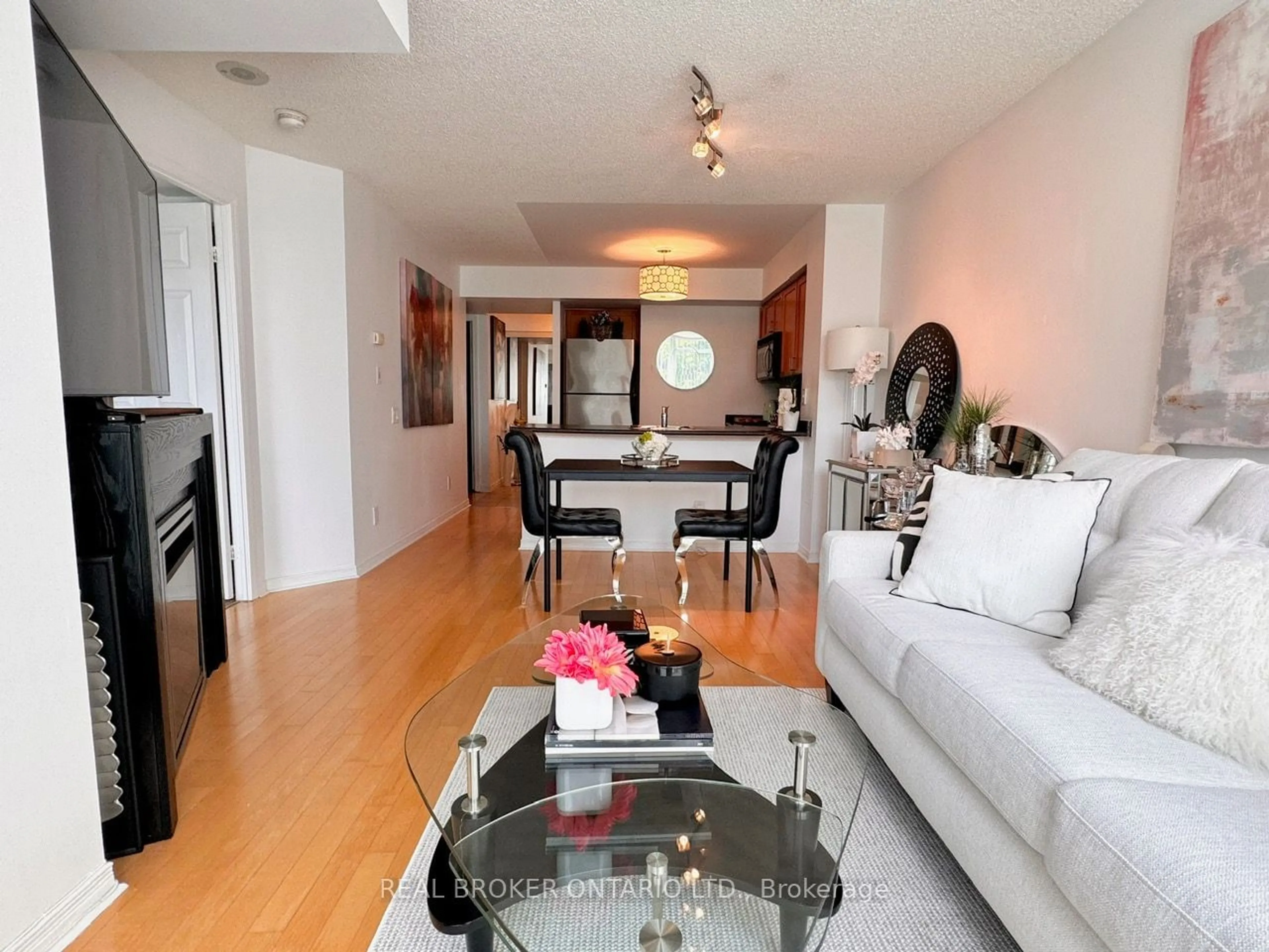 Living room, wood floors for 28 Harrison Garden Blvd #312, Toronto Ontario M2N 7B5