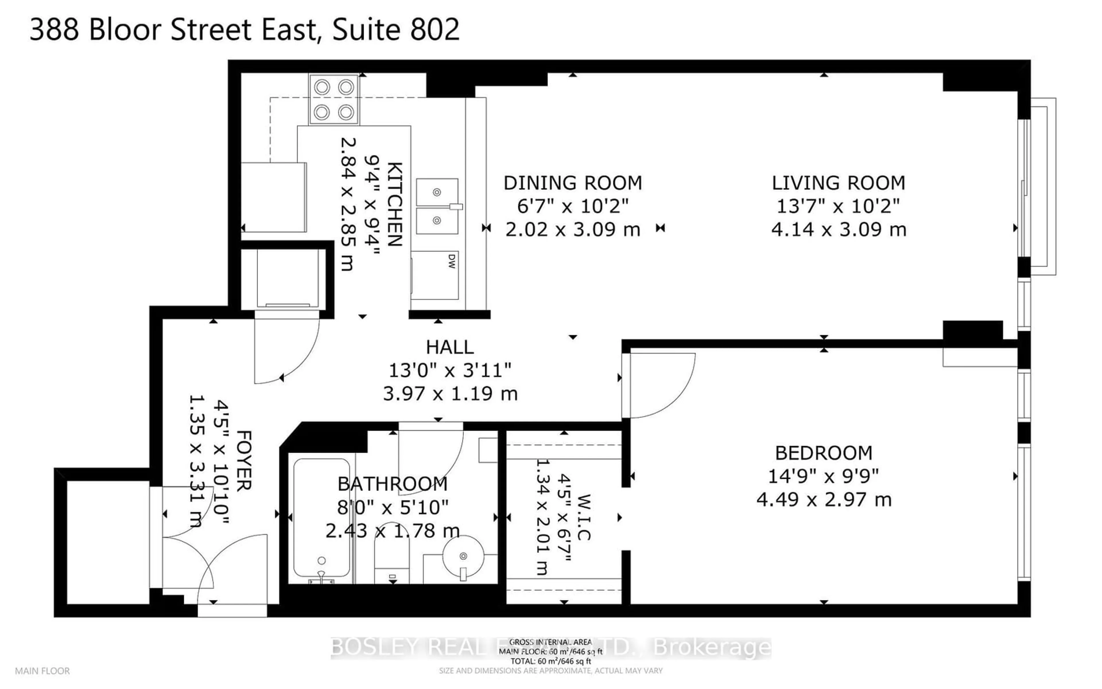 Floor plan for 388 Bloor St #802, Toronto Ontario M4W 3W9