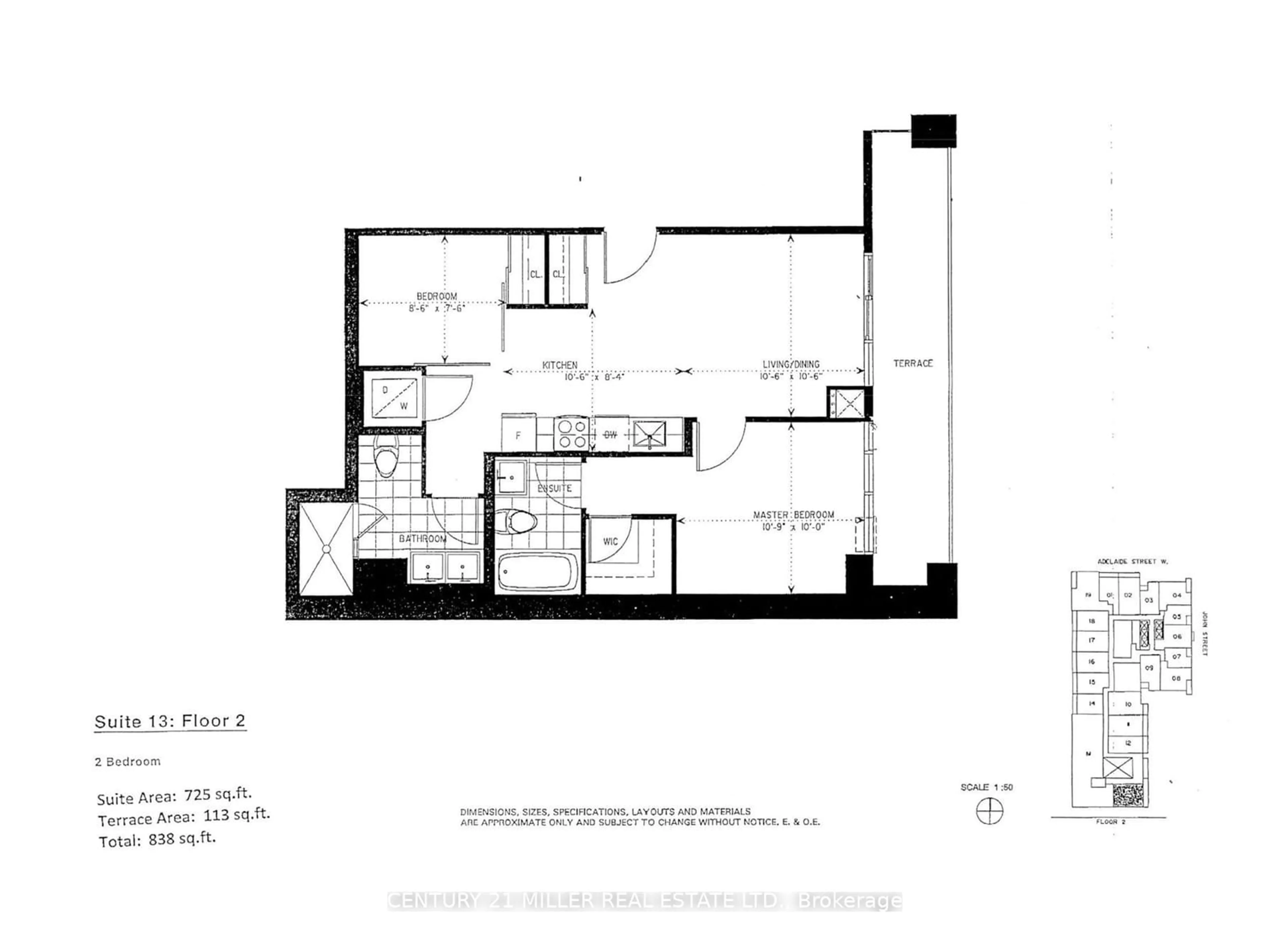 Floor plan for 295 Adelaide St #213, Toronto Ontario M5V 1P7