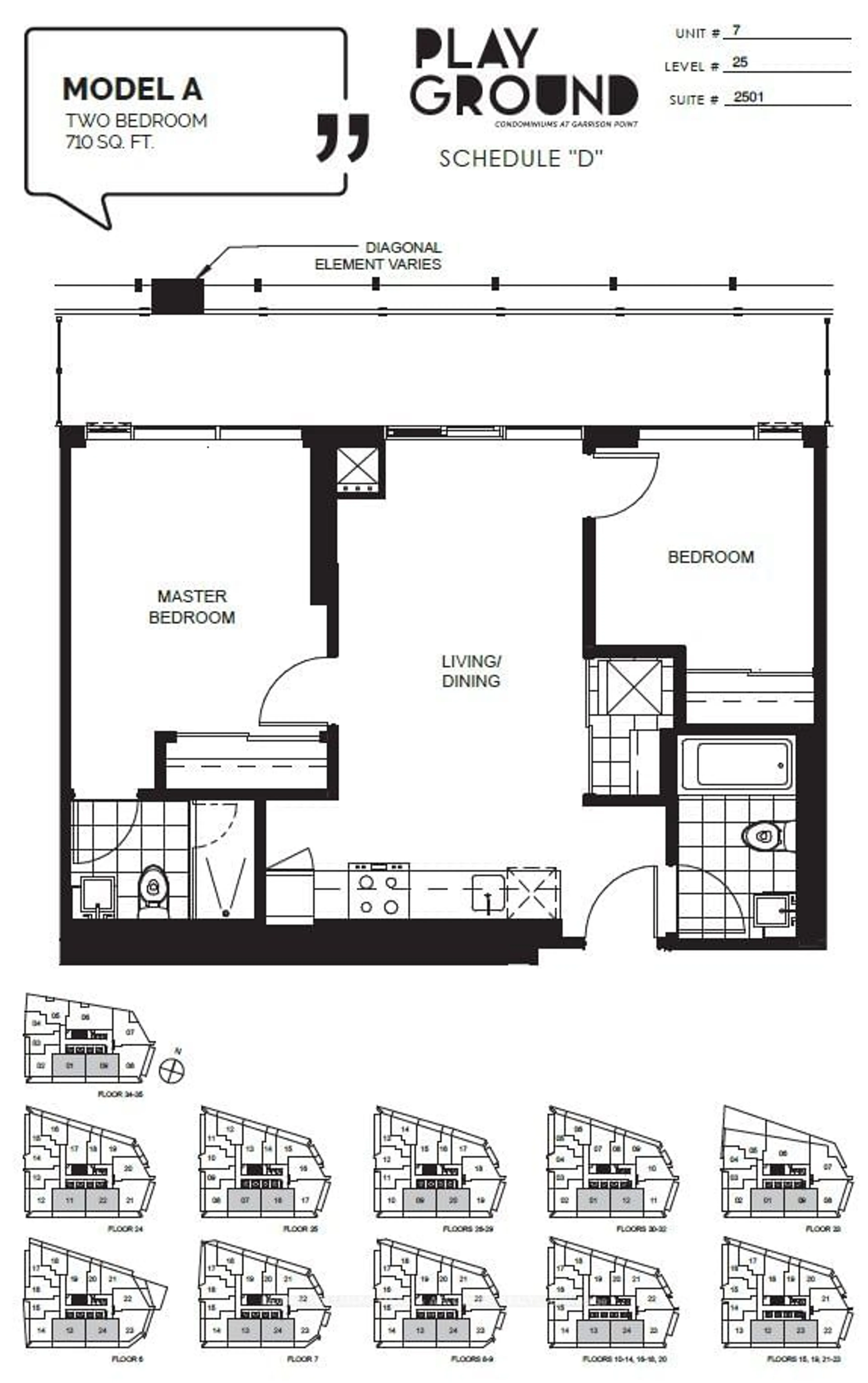 Floor plan for 50 Ordnance St #2501, Toronto Ontario M6K 0C9