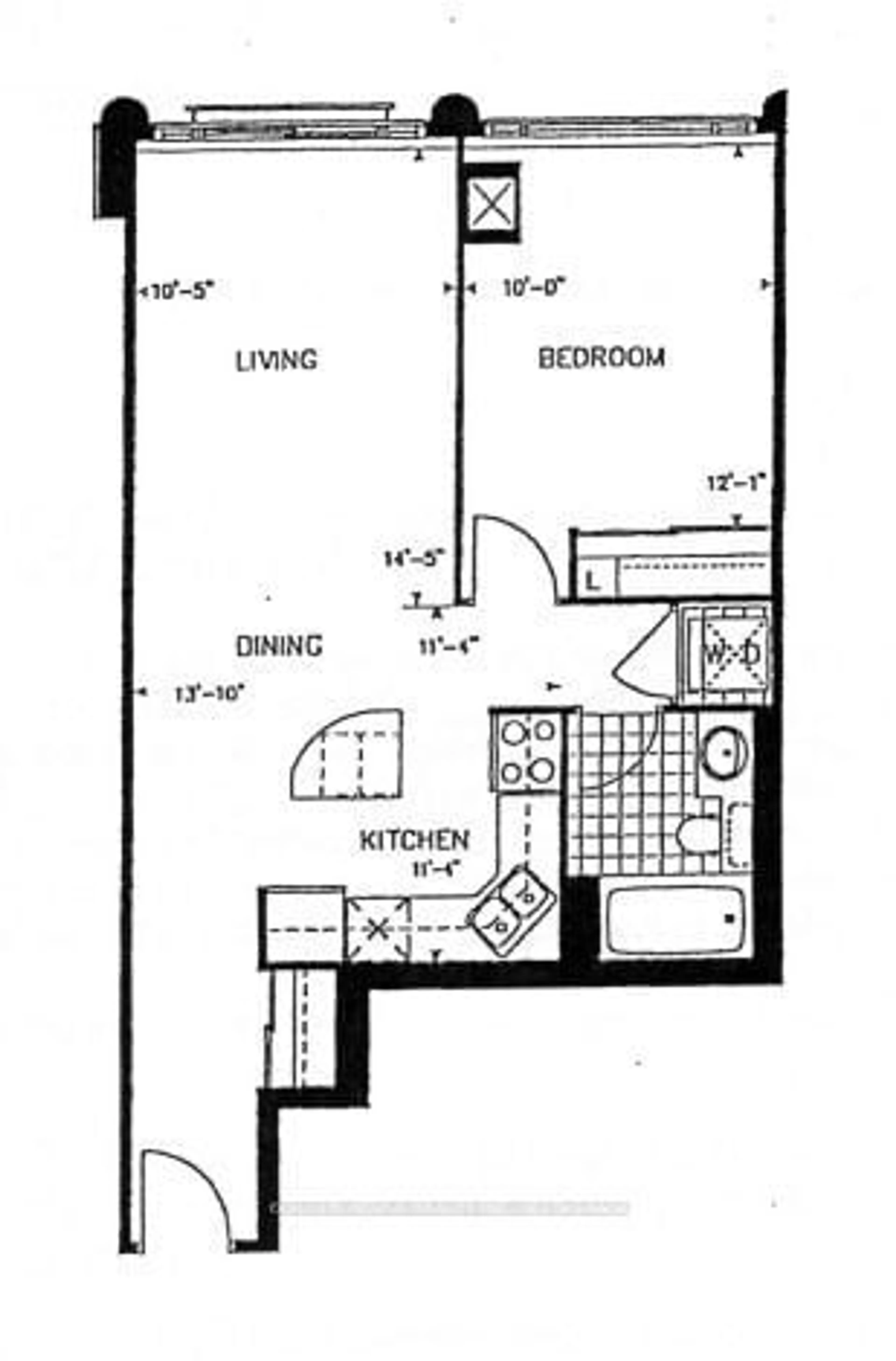 Floor plan for 270 Wellington St #725, Toronto Ontario M5V 3P5