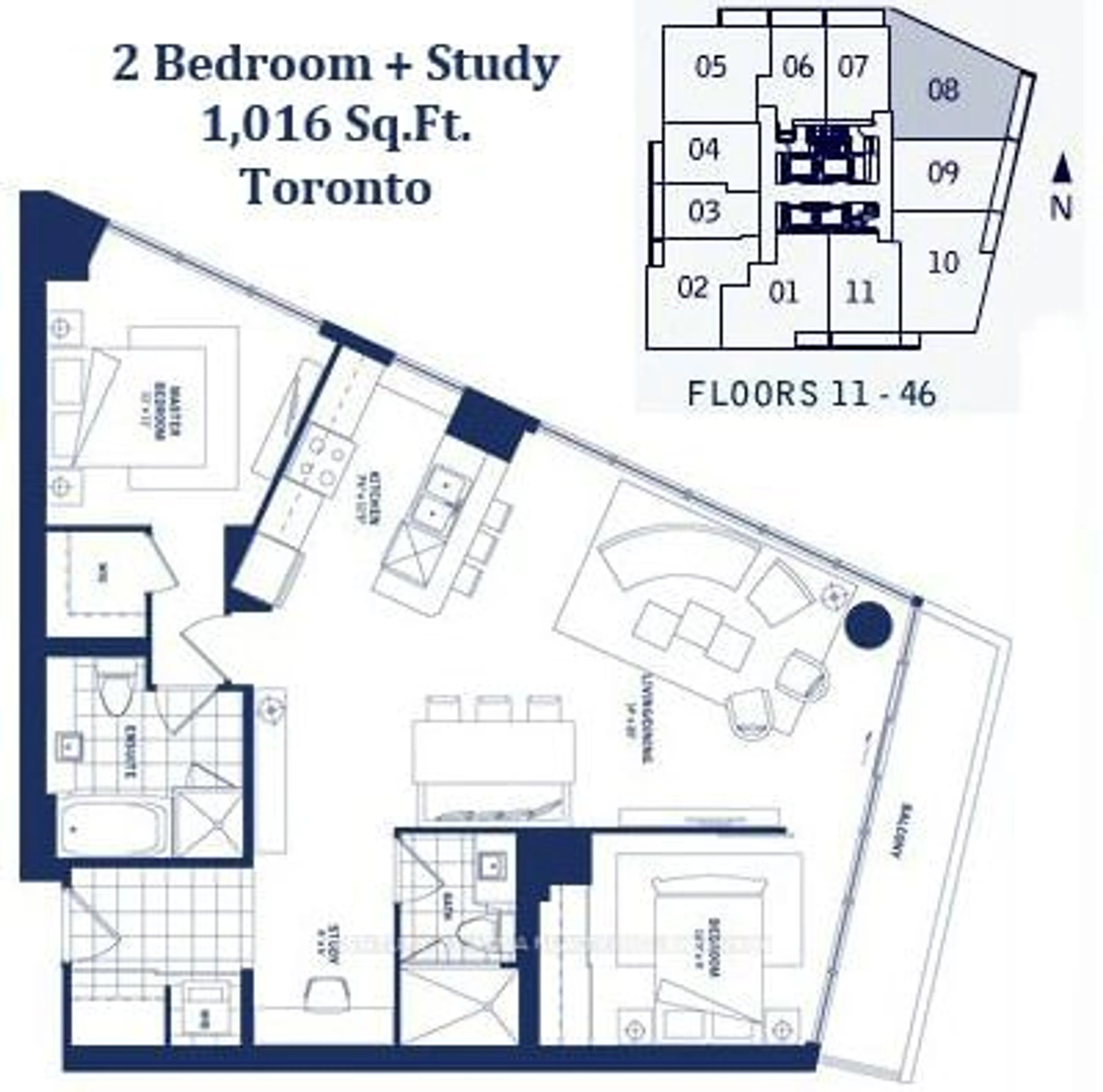 Floor plan for 65 Bremner Blvd #2008, Toronto Ontario M5J 0A7