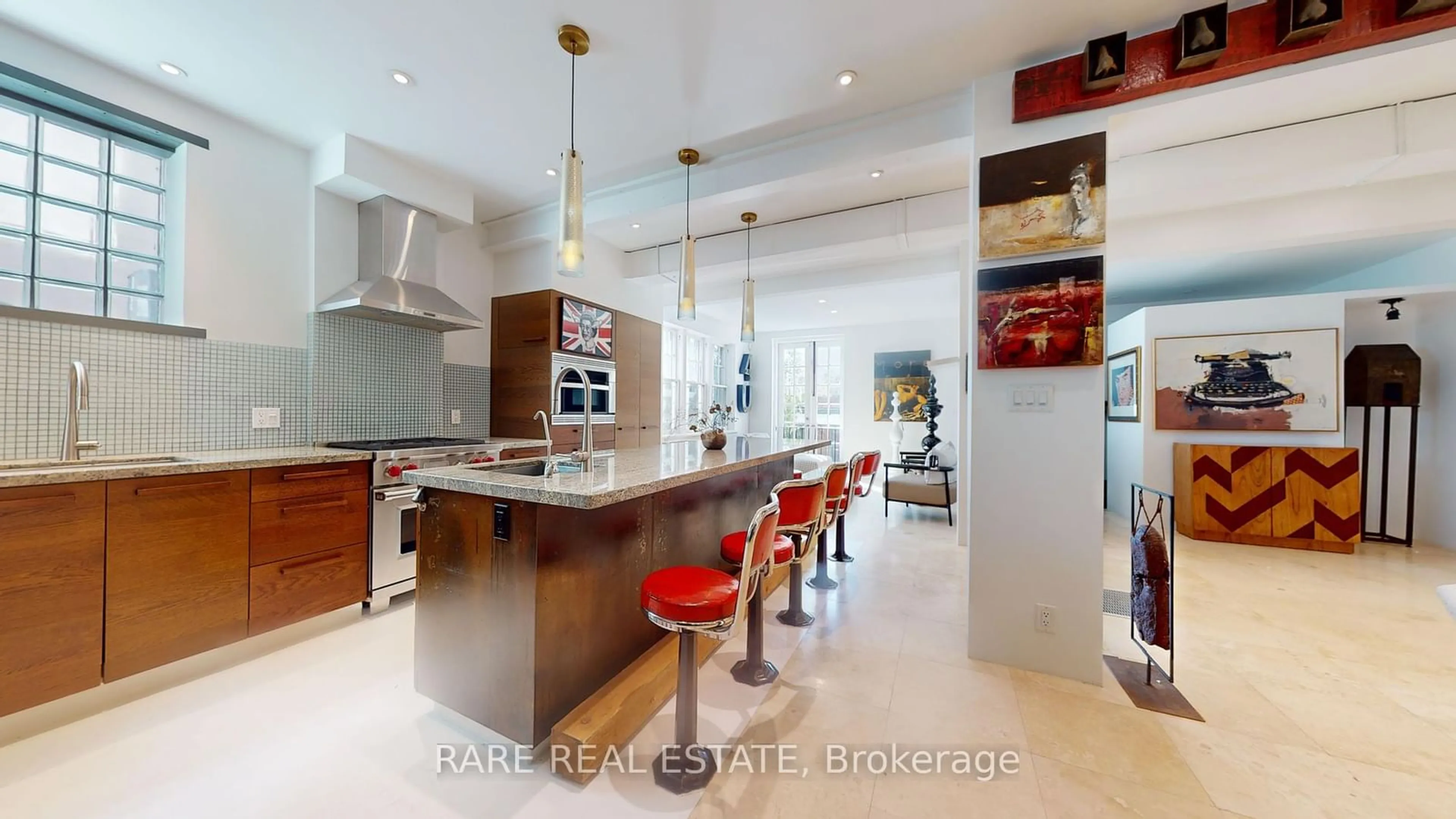 Contemporary kitchen, ceramic floors for 53 Argyle St, Toronto Ontario M6J 1N8