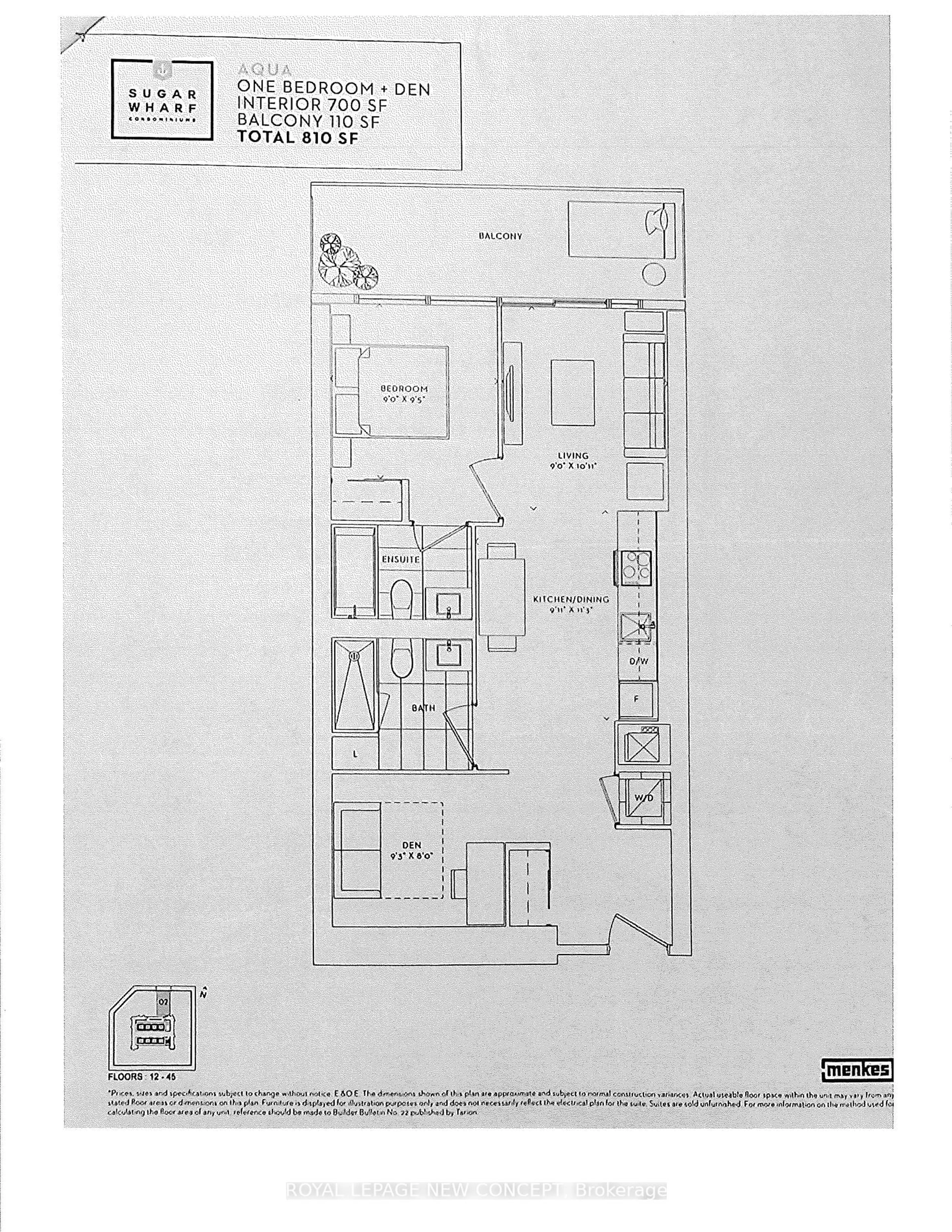 Floor plan for 138 Downes St #1802, Toronto Ontario M5K 0E4