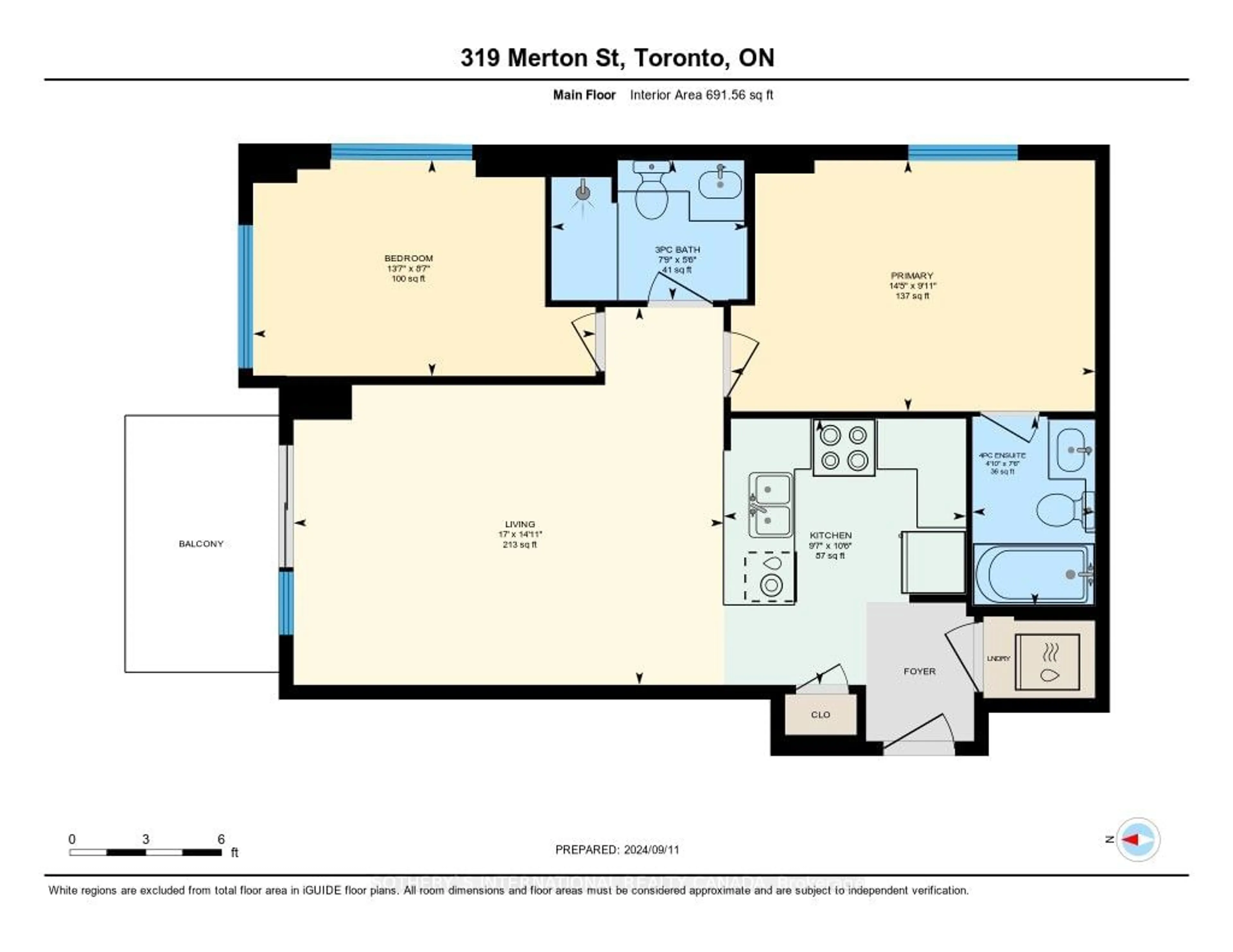 Floor plan for 319 Merton St #716, Toronto Ontario M4S 1A5