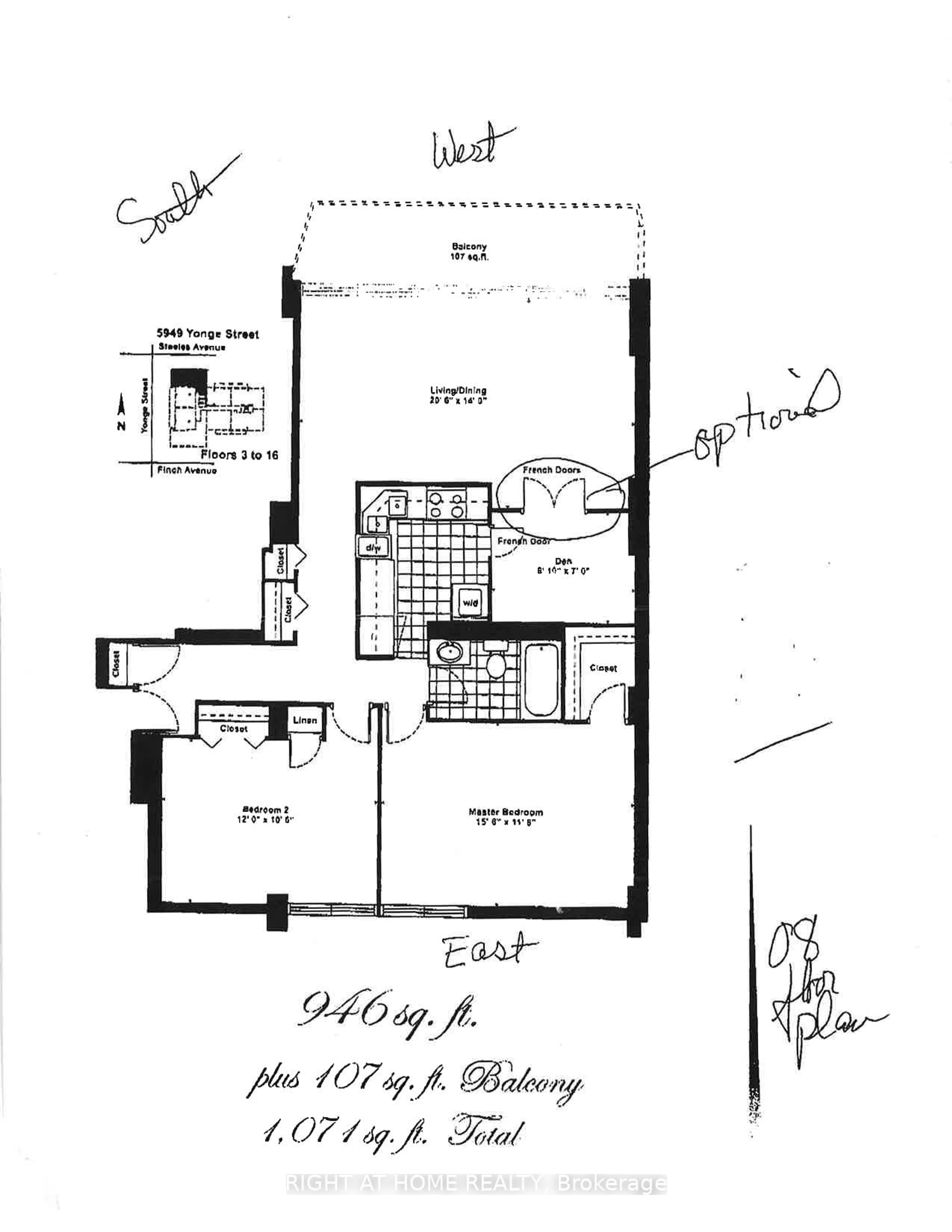 Floor plan for 5949 Yonge St #808, Toronto Ontario M2M 3V8