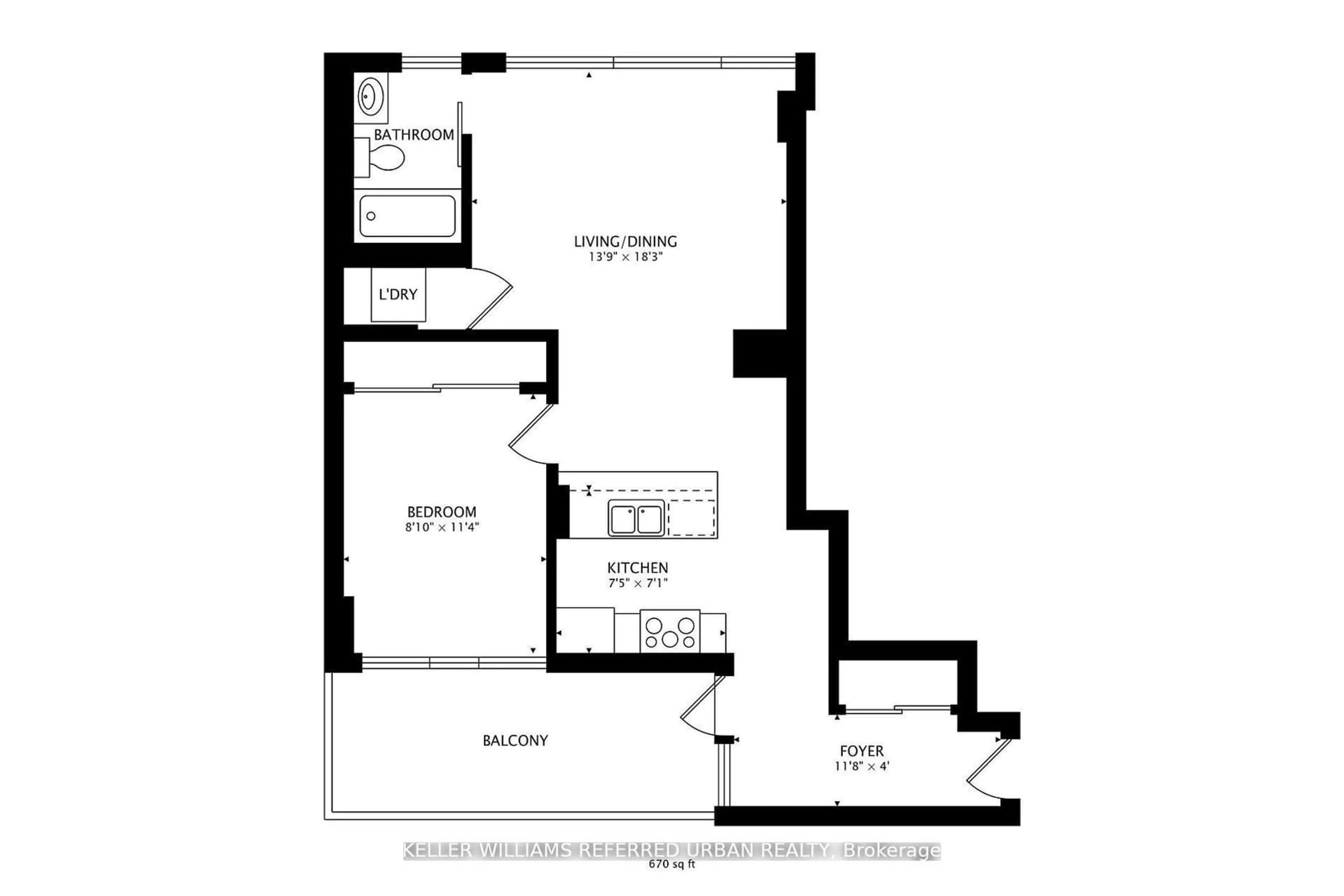 Floor plan for 375 King St #612, Toronto Ontario M5V 1K5