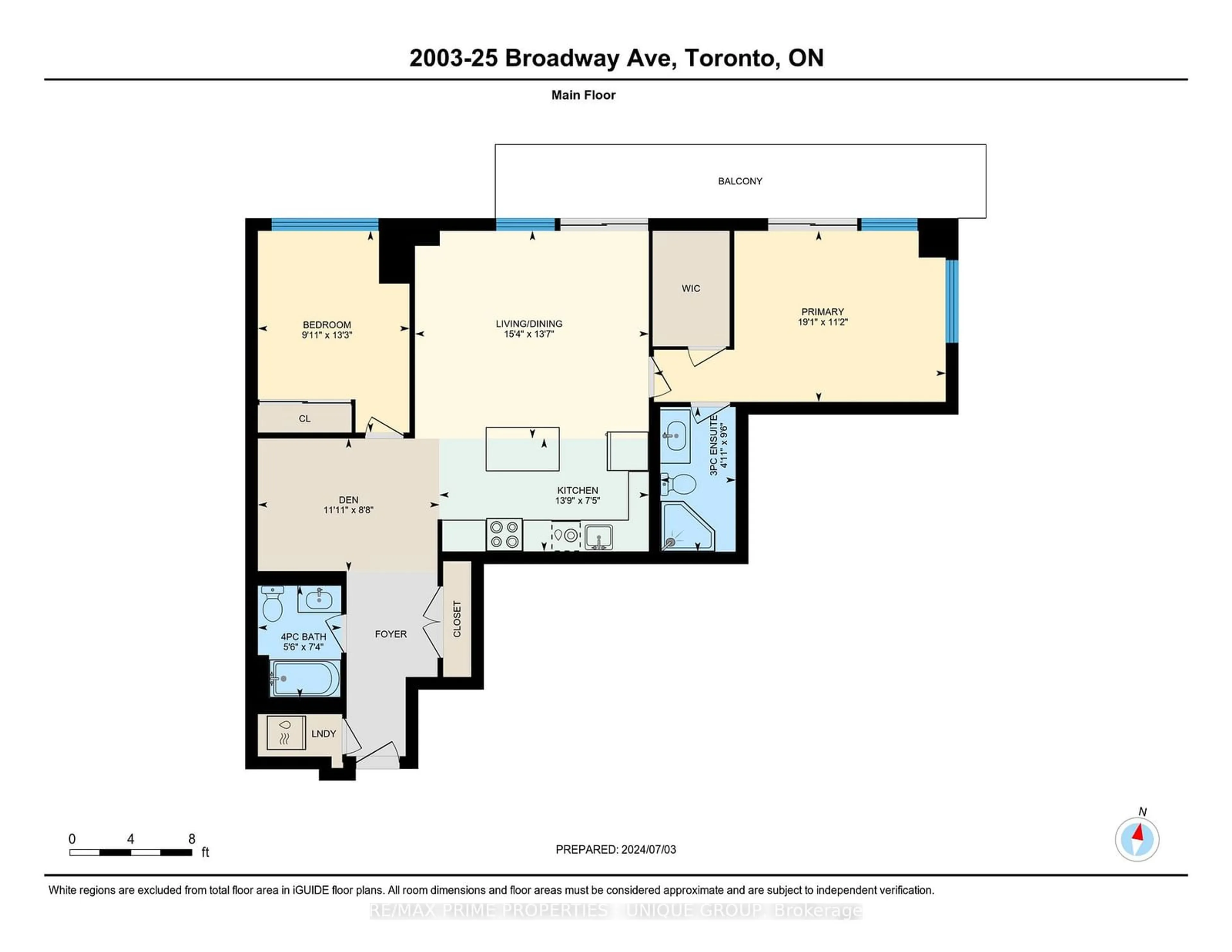 Floor plan for 25 Broadway Ave #2003, Toronto Ontario M4P 1T7