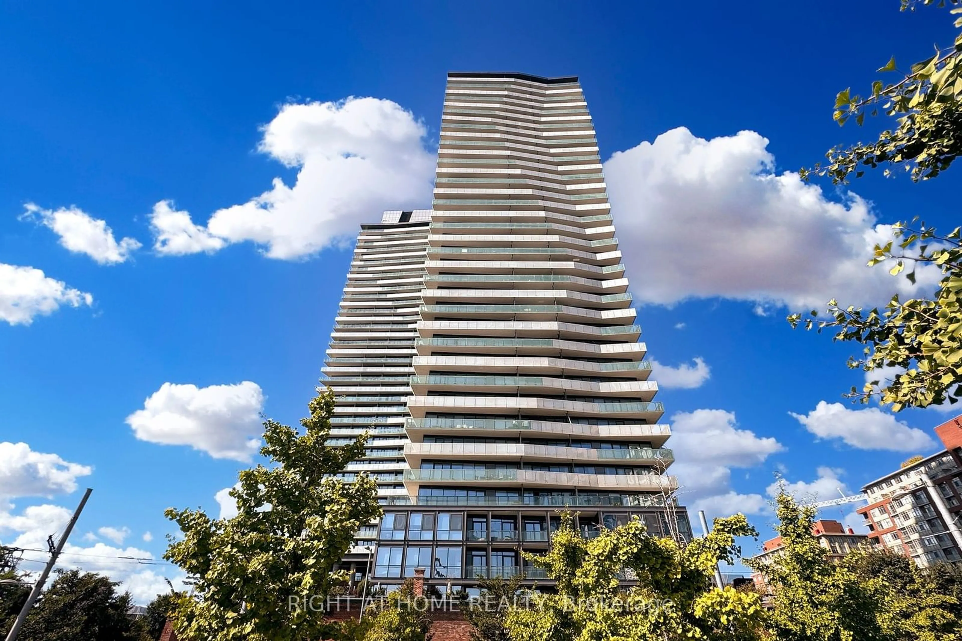 A pic from exterior of the house or condo, the view of city buildings for 390 Cherry St #3105, Toronto Ontario M5A 0E2