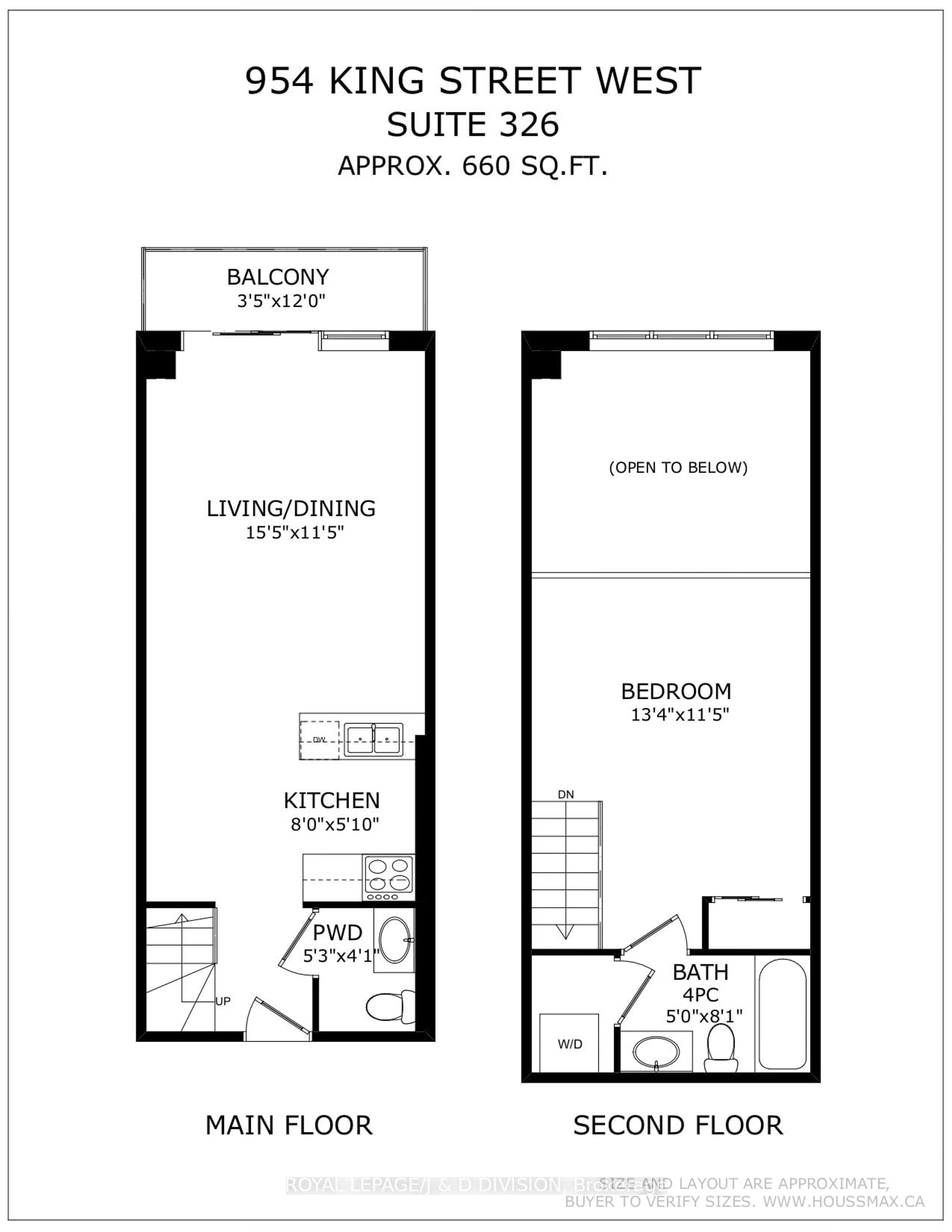 Floor plan for 954 King St #326, Toronto Ontario M6K 3L9